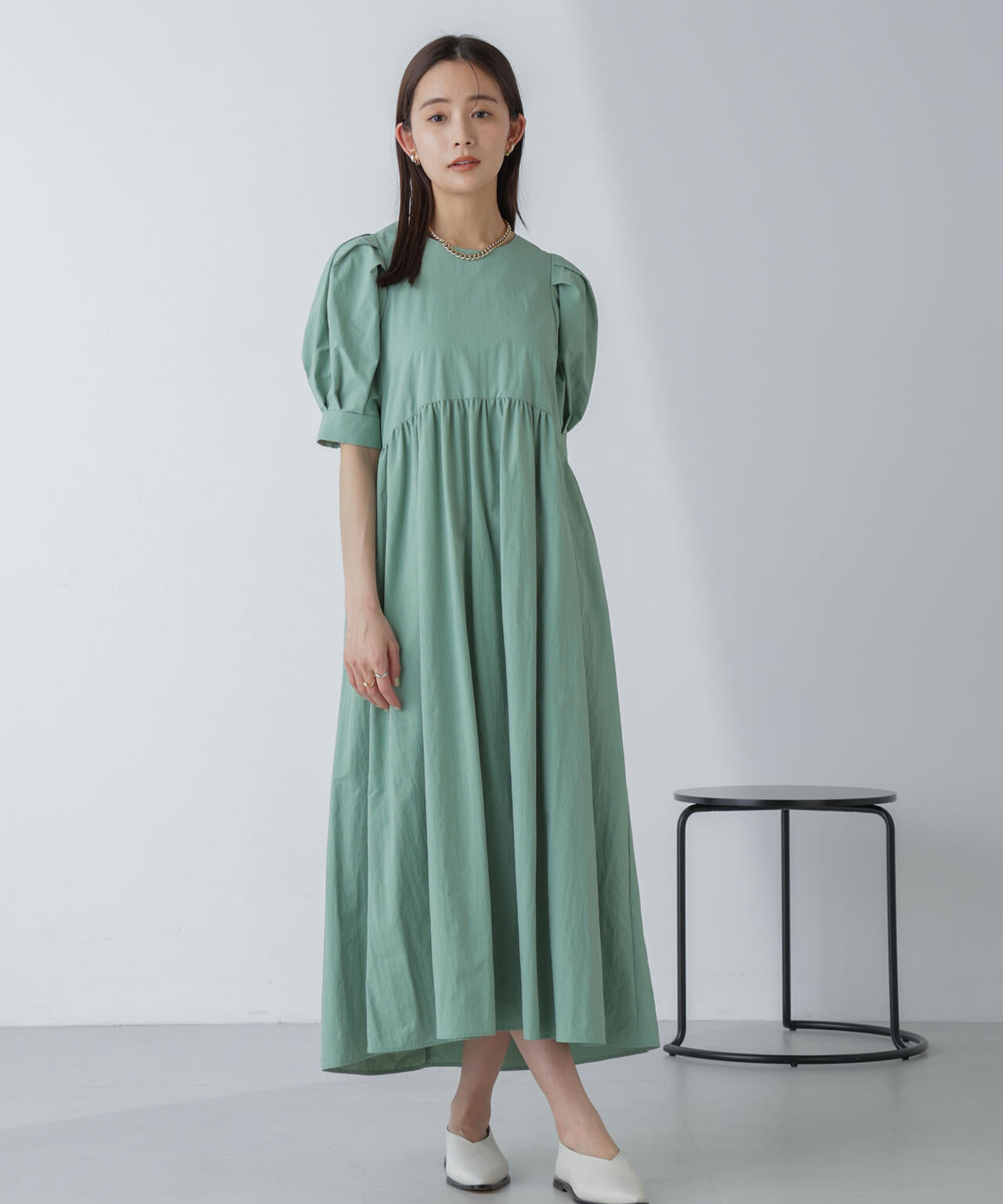 「星玲奈×NANO universe」タックスリーブタスランマキシワンピース