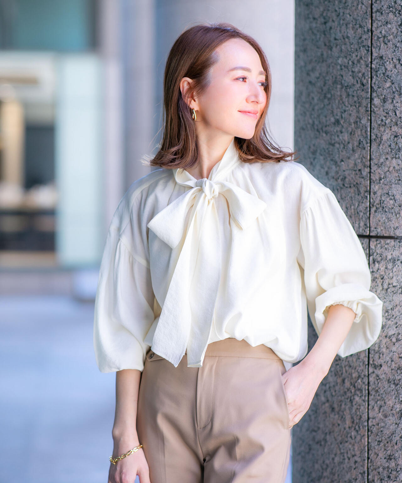 「星玲奈×NANO universe」ジョーゼットボータイブラウス