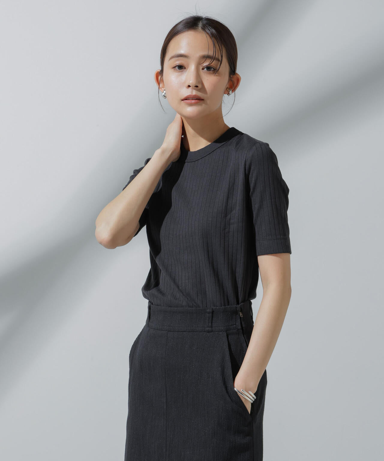 Anti Soaked(R) 汗染み防止 クルーネックリブTシャツ