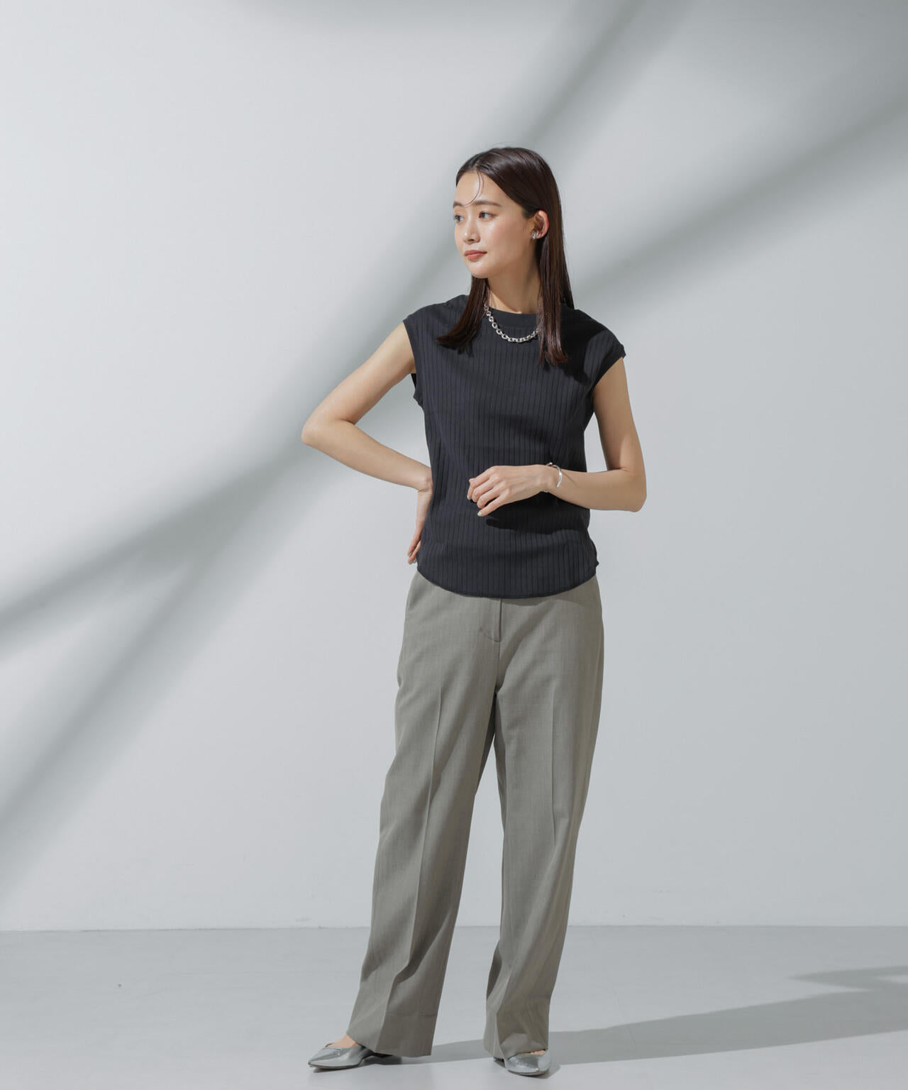 Anti Soaked(R) 汗染み防止 リブノースリーブTシャツ