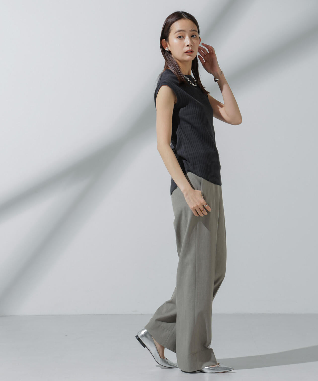 Anti Soaked(R) 汗染み防止 リブノースリーブTシャツ