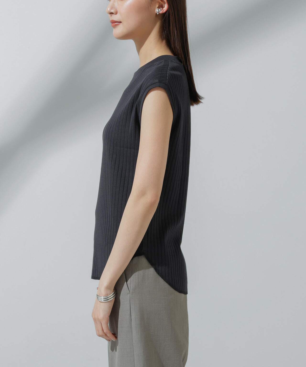 Anti Soaked(R) 汗染み防止 リブノースリーブTシャツ