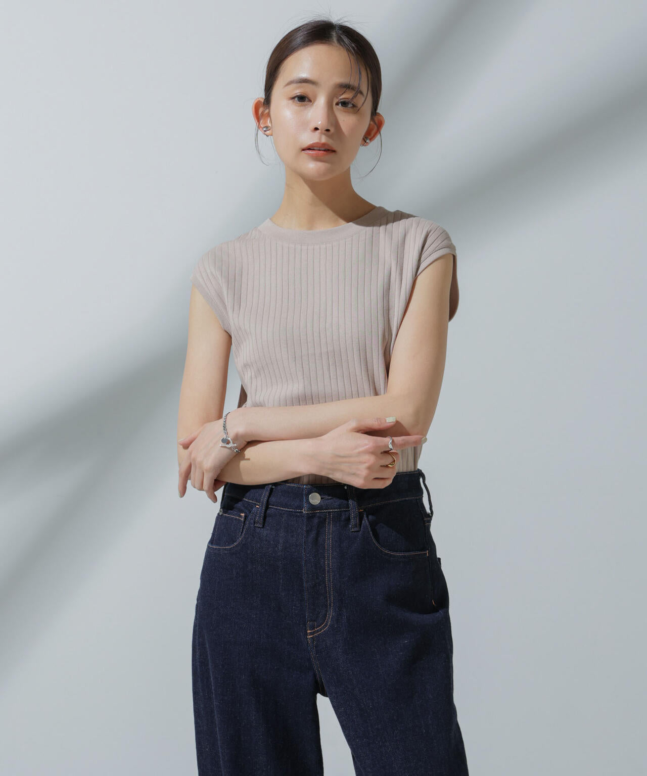 Anti Soaked(R) 汗染み防止 リブノースリーブTシャツ