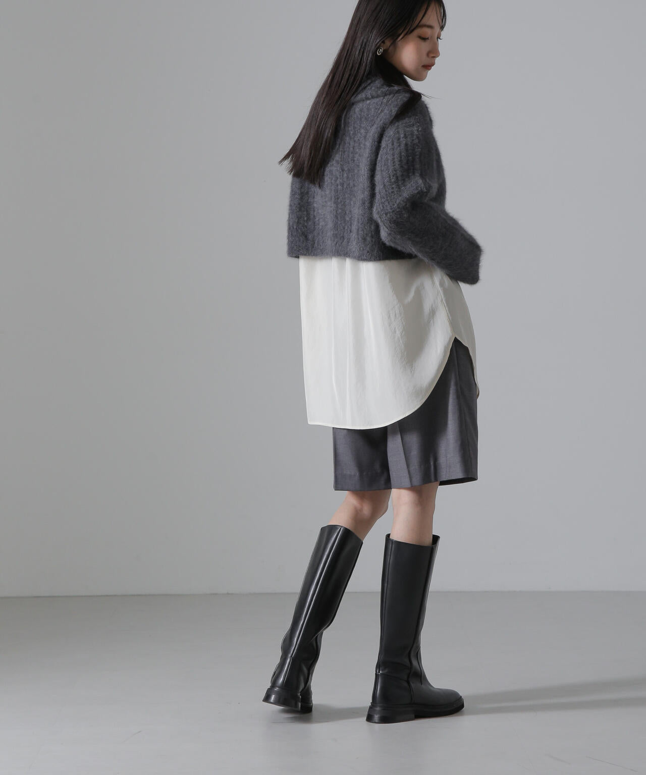 フォックスカシミヤショートジップカーディガン