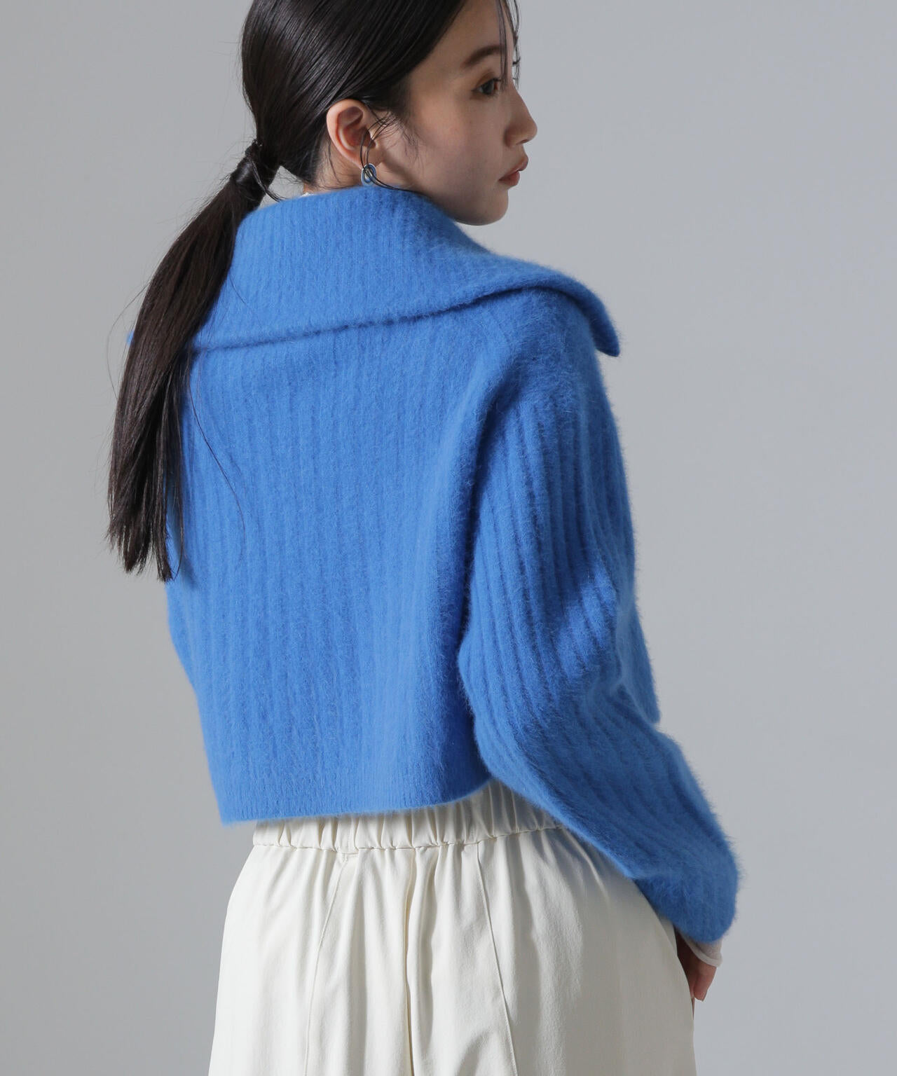 フォックスカシミヤショートジップカーディガン