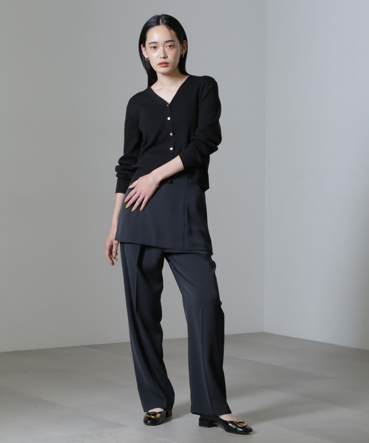 CICA＆UVカット加工Vネックリブカーディガン