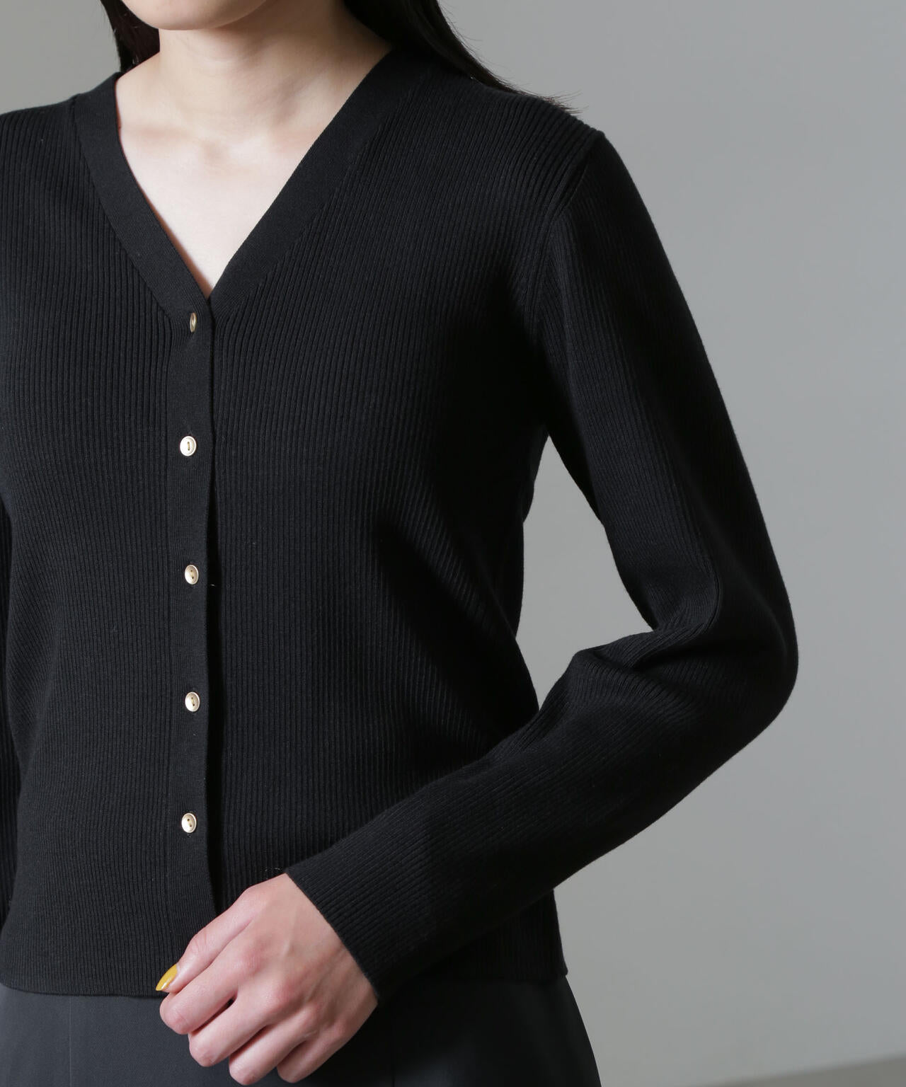 CICA＆UVカット加工Vネックリブカーディガン