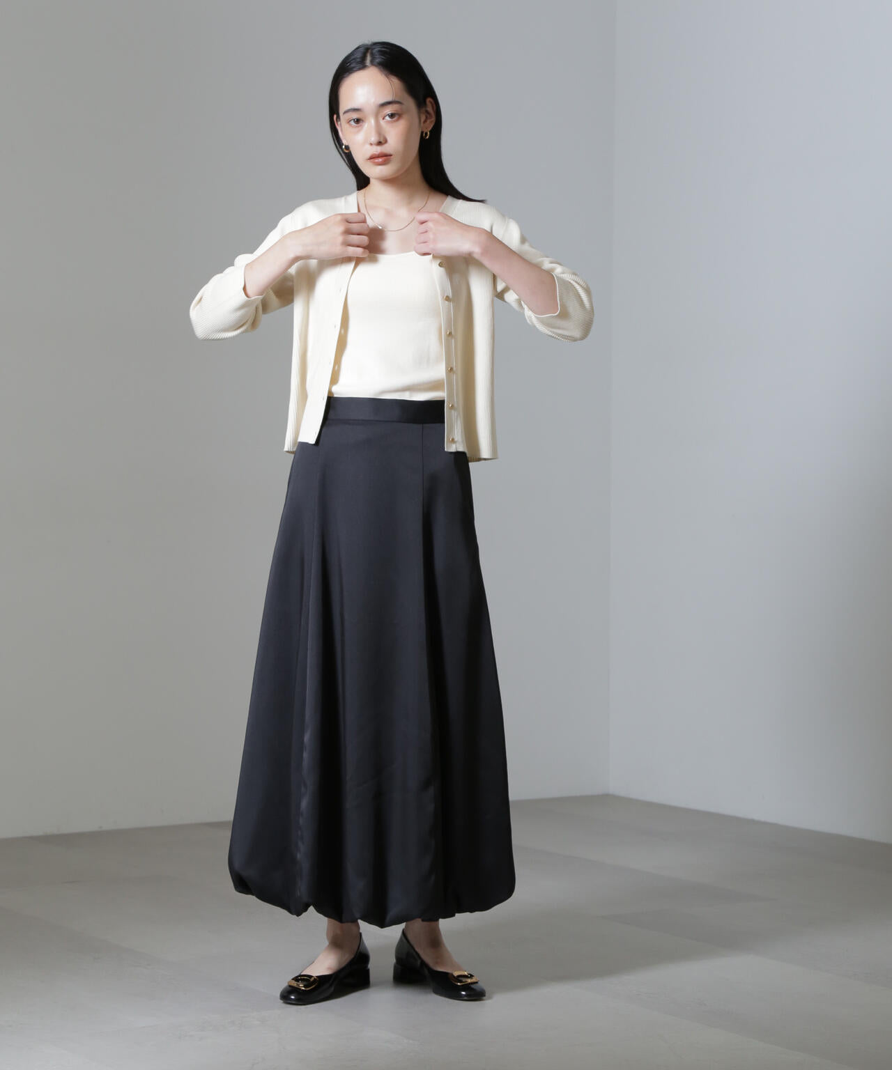 CICA＆UVカット加工Vネックリブカーディガン