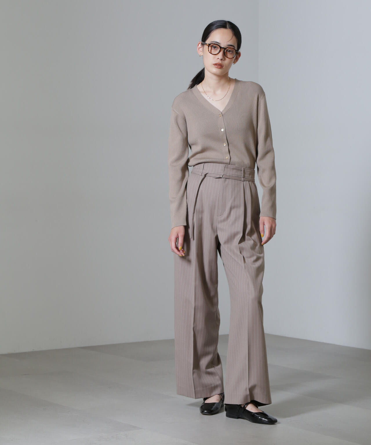CICA＆UVカット加工Vネックリブカーディガン