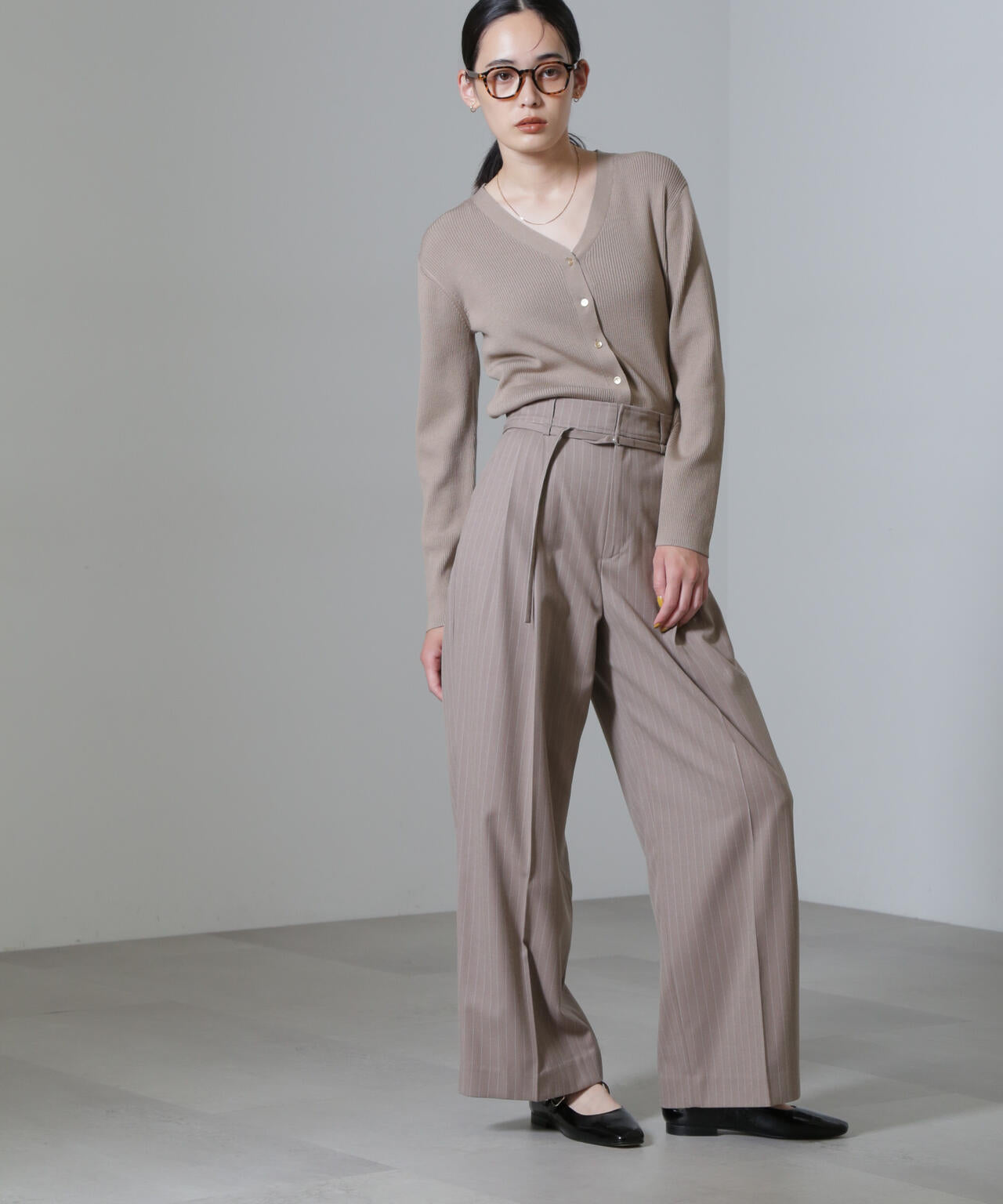 CICA＆UVカット加工Vネックリブカーディガン