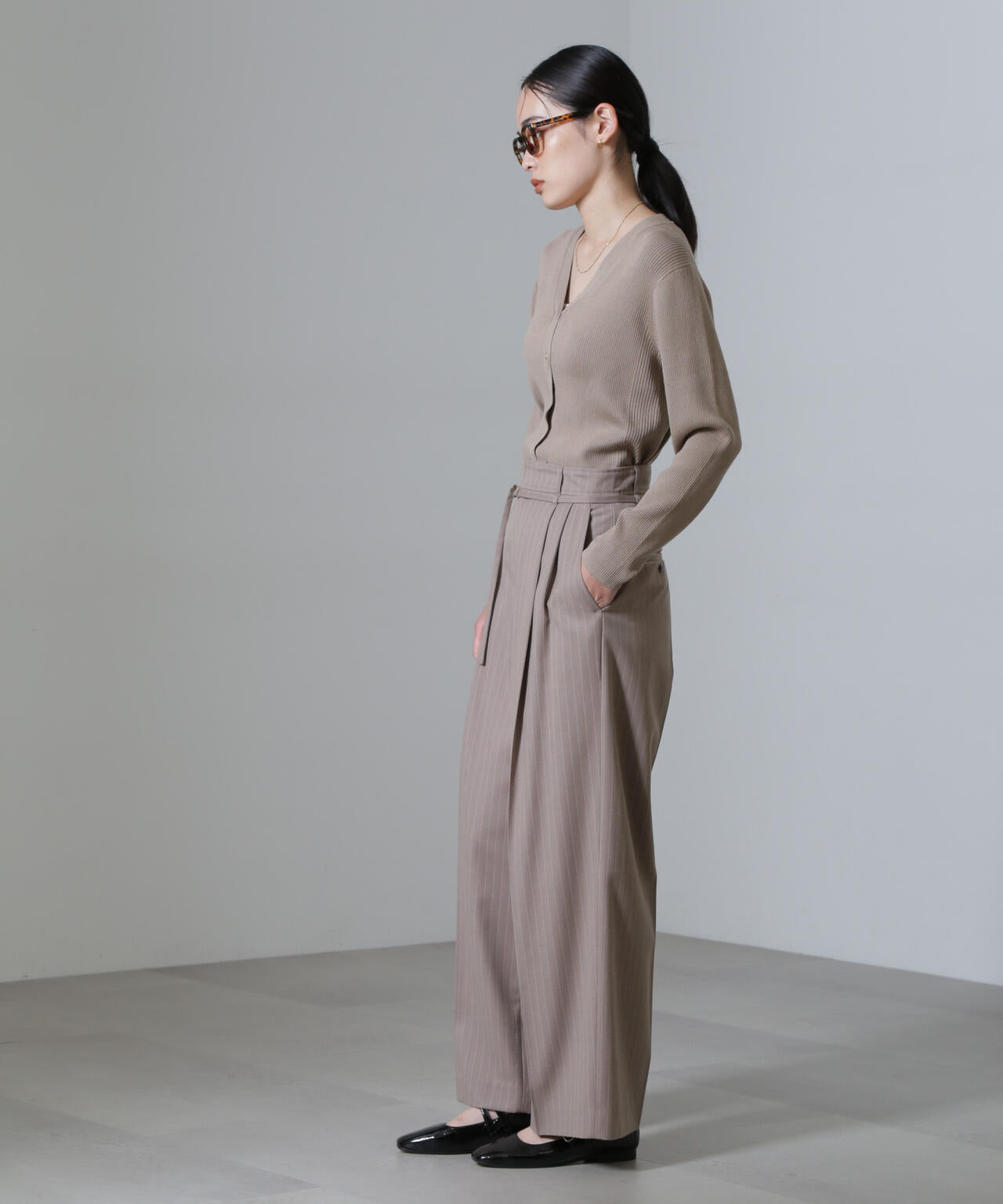 CICA＆UVカット加工Vネックリブカーディガン