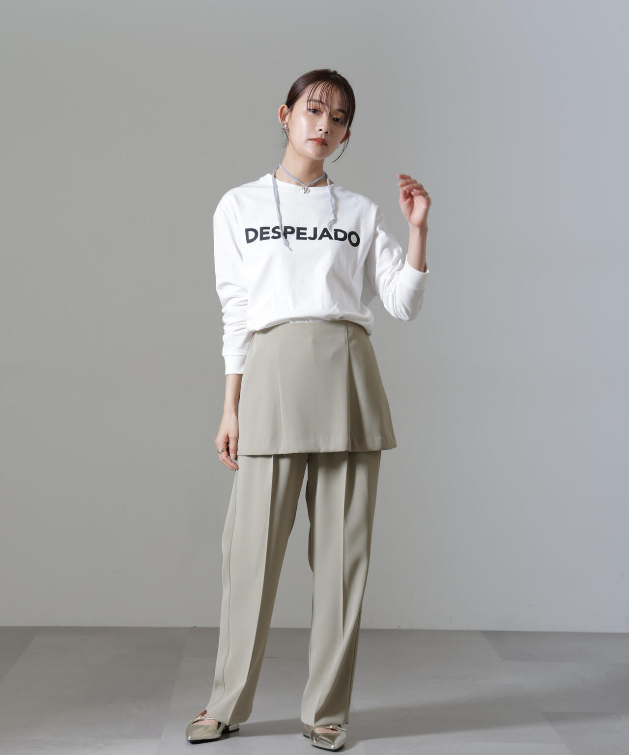 レタードロゴプリントロングスリーブTシャツ