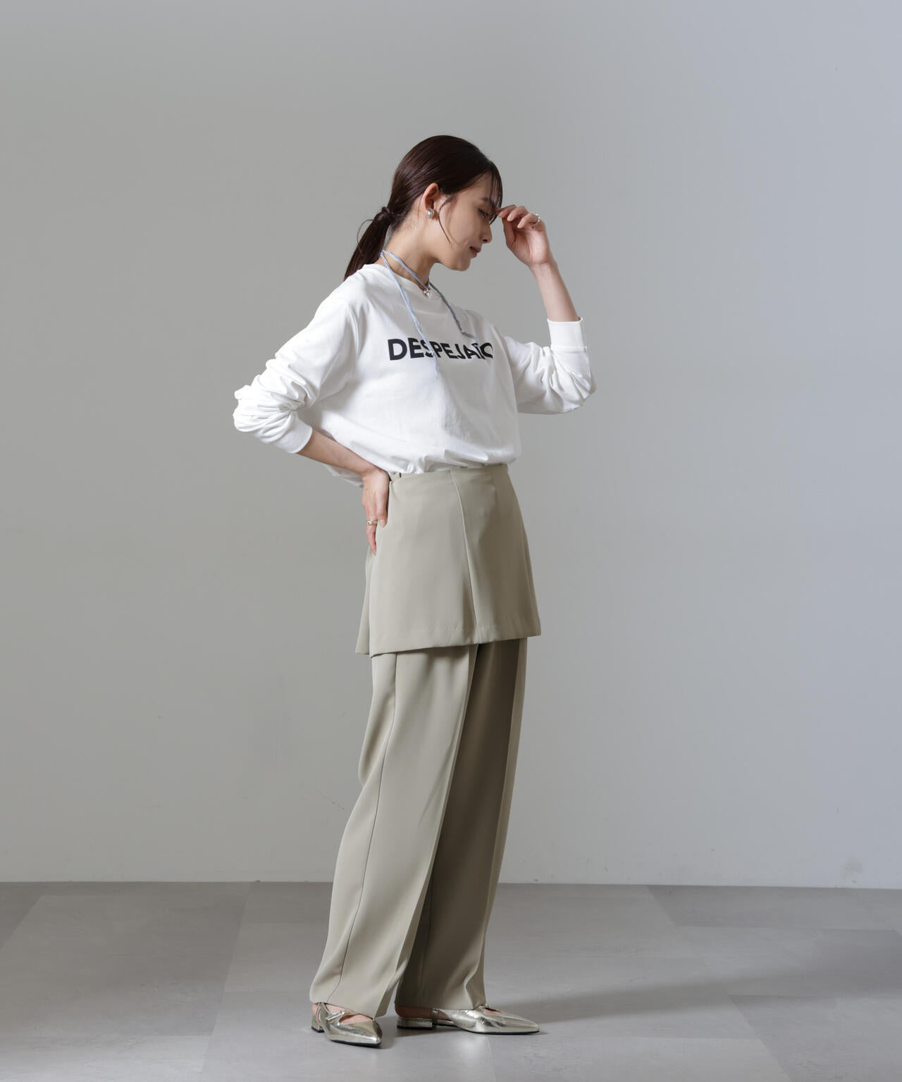 レタードロゴプリントロングスリーブTシャツ