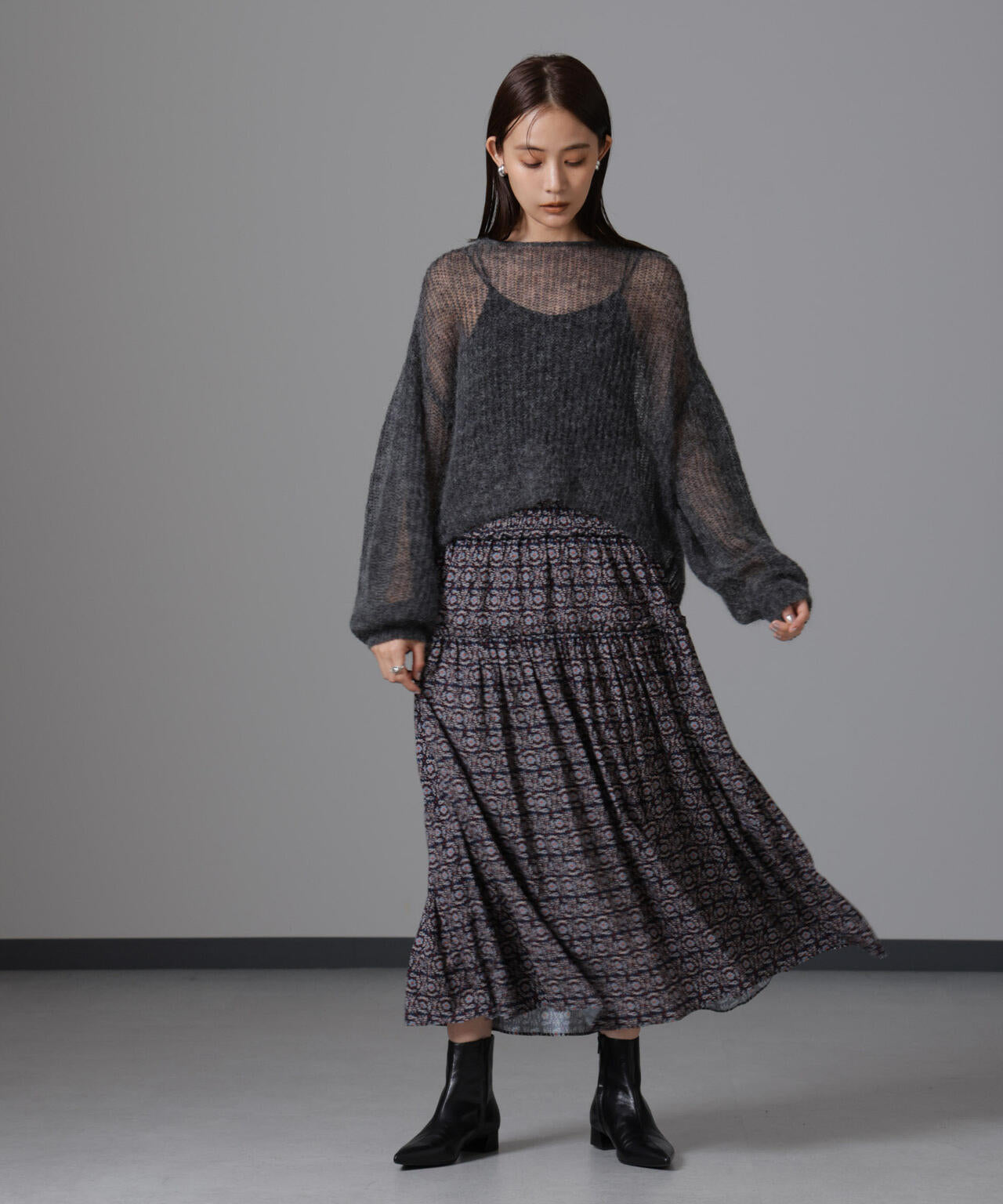 サークルフワラープリントスカート