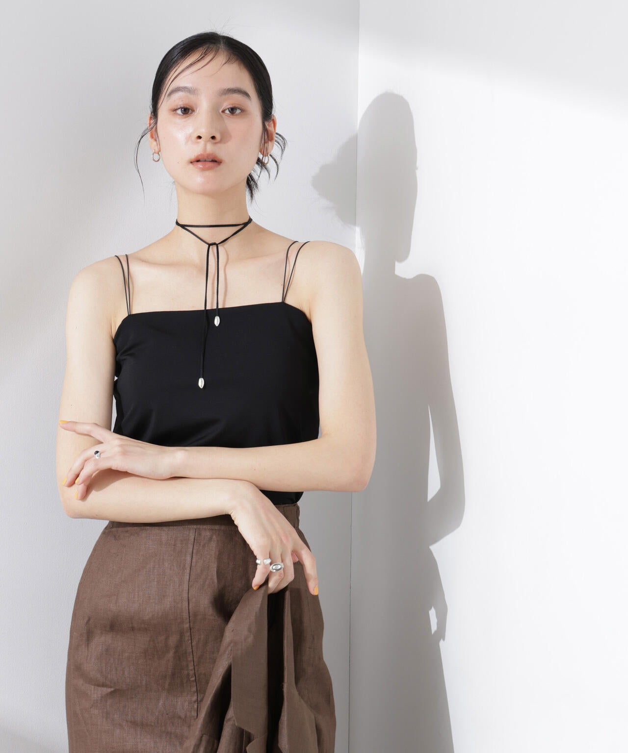 ストレッチポンチカップ付きベアトップキャミソール