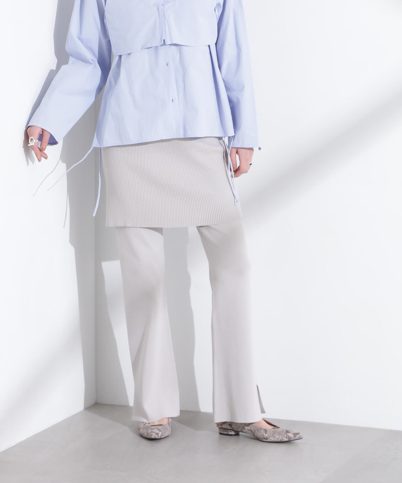 レイヤードニットパンツ