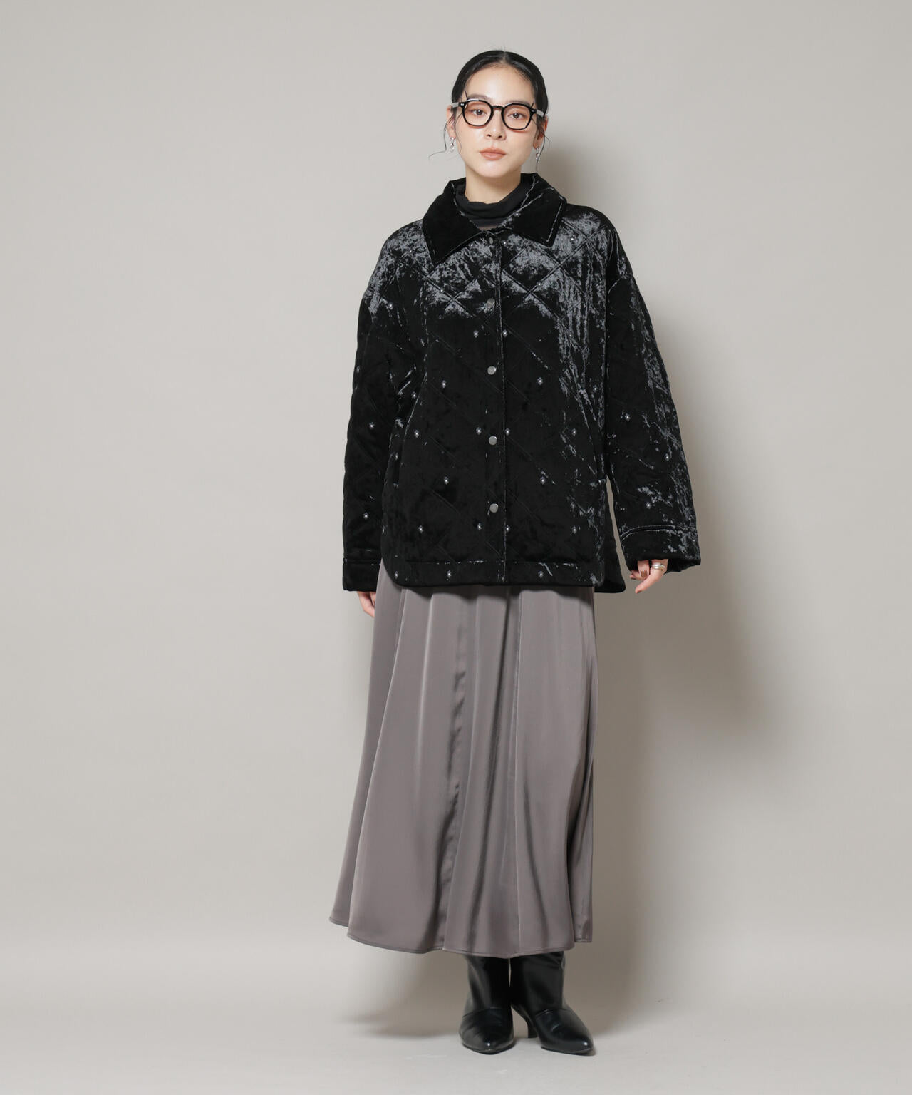ベロアキルト刺繍ブルゾン
