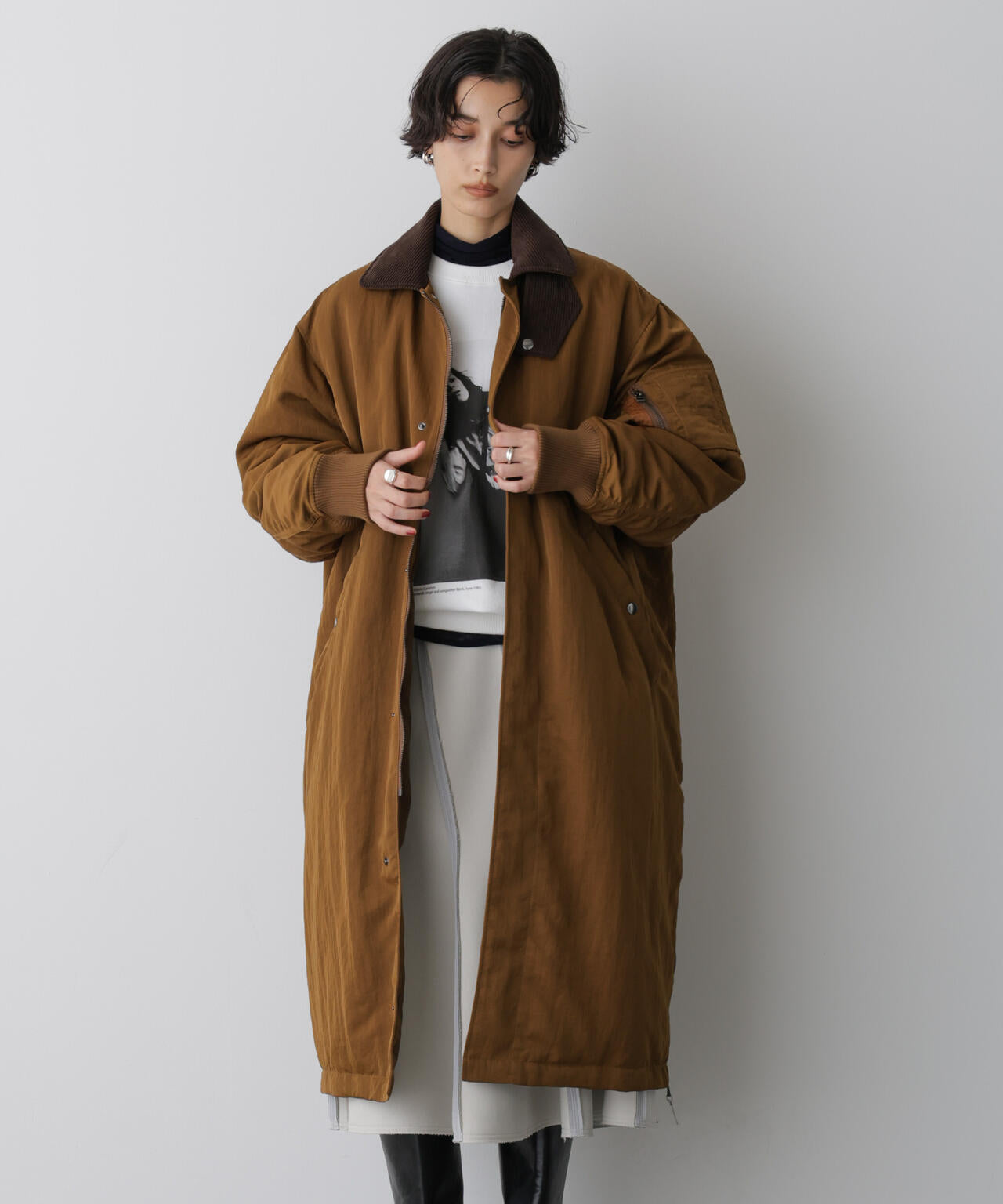 「STEVELOUR」「西川ダウン(R)」ミリタリーロングコート