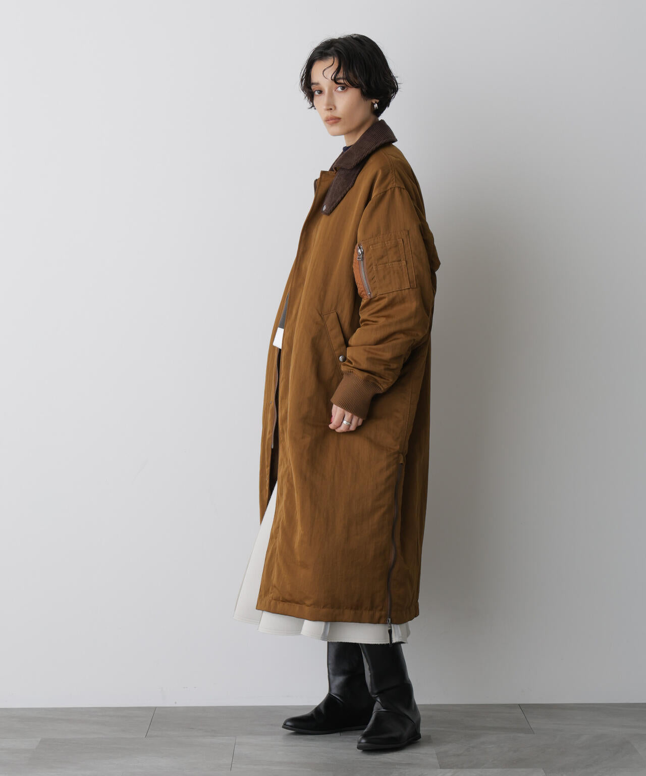 「STEVELOUR」「西川ダウン(R)」ミリタリーロングコート