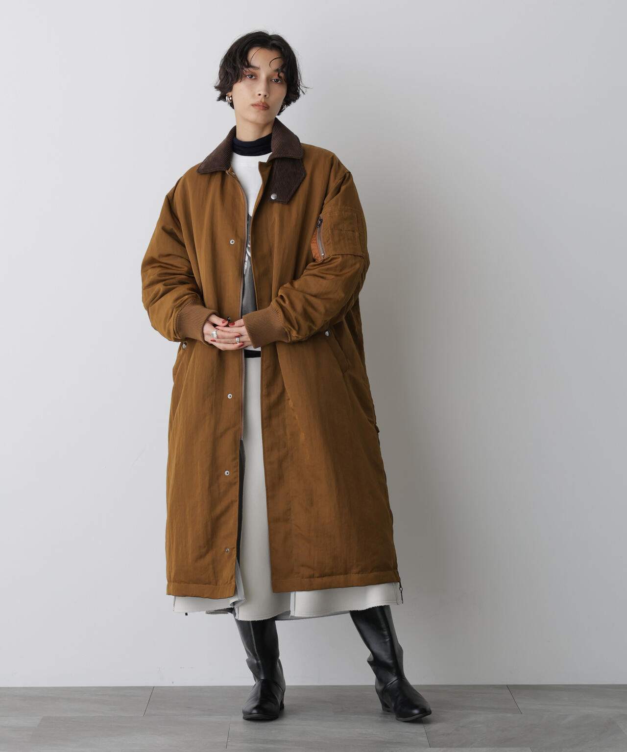 「STEVELOUR」「西川ダウン(R)」ミリタリーロングコート