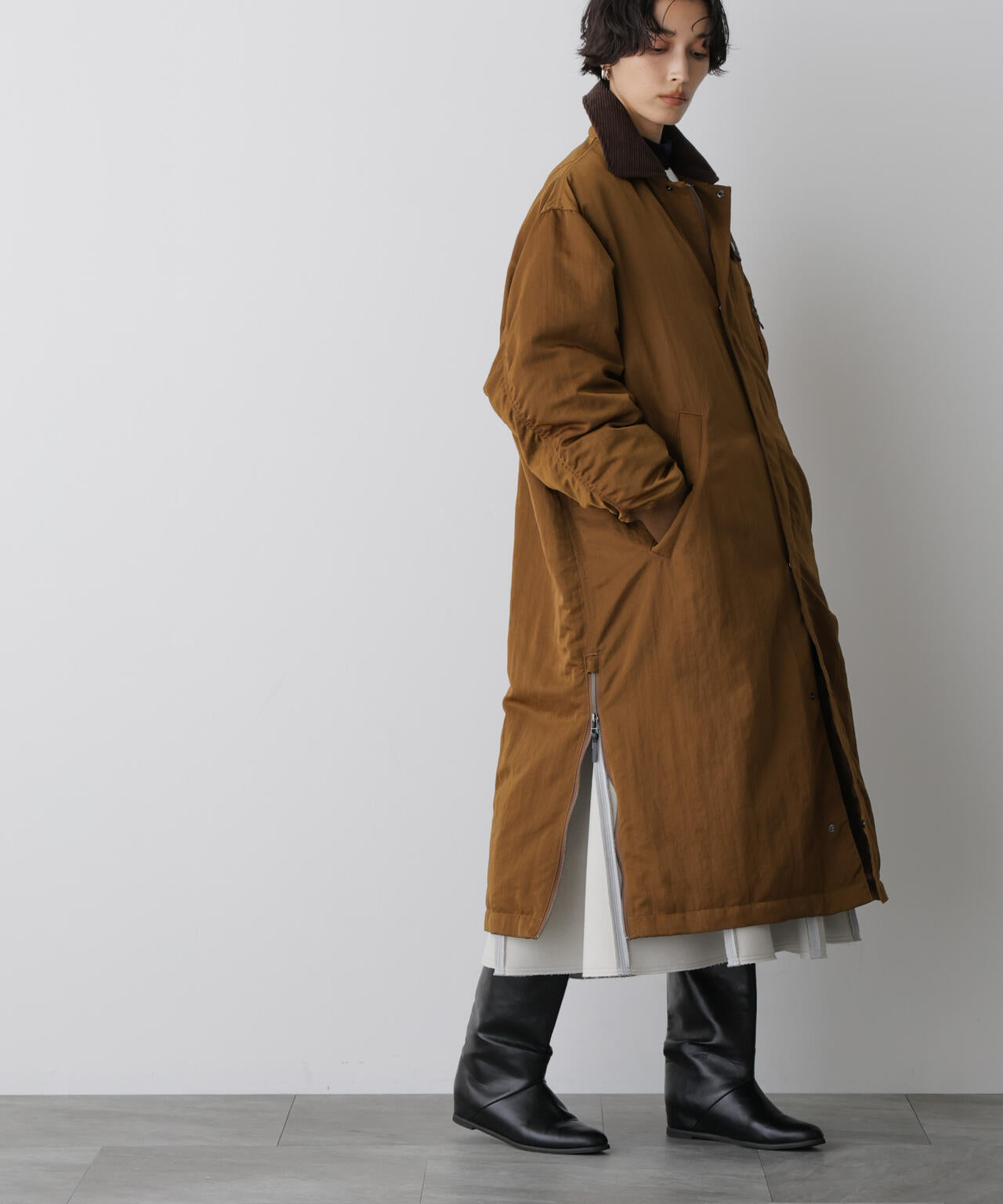 「STEVELOUR」「西川ダウン(R)」ミリタリーロングコート