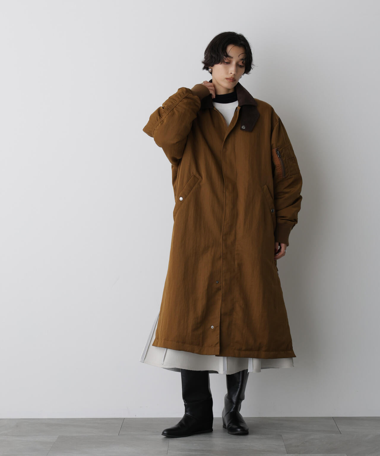 「STEVELOUR」「西川ダウン(R)」ミリタリーロングコート
