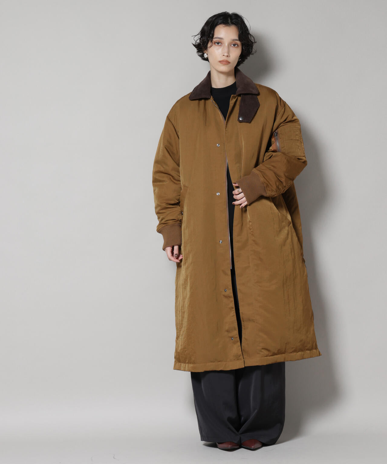 「STEVELOUR」「西川ダウン(R)」ミリタリーロングコート