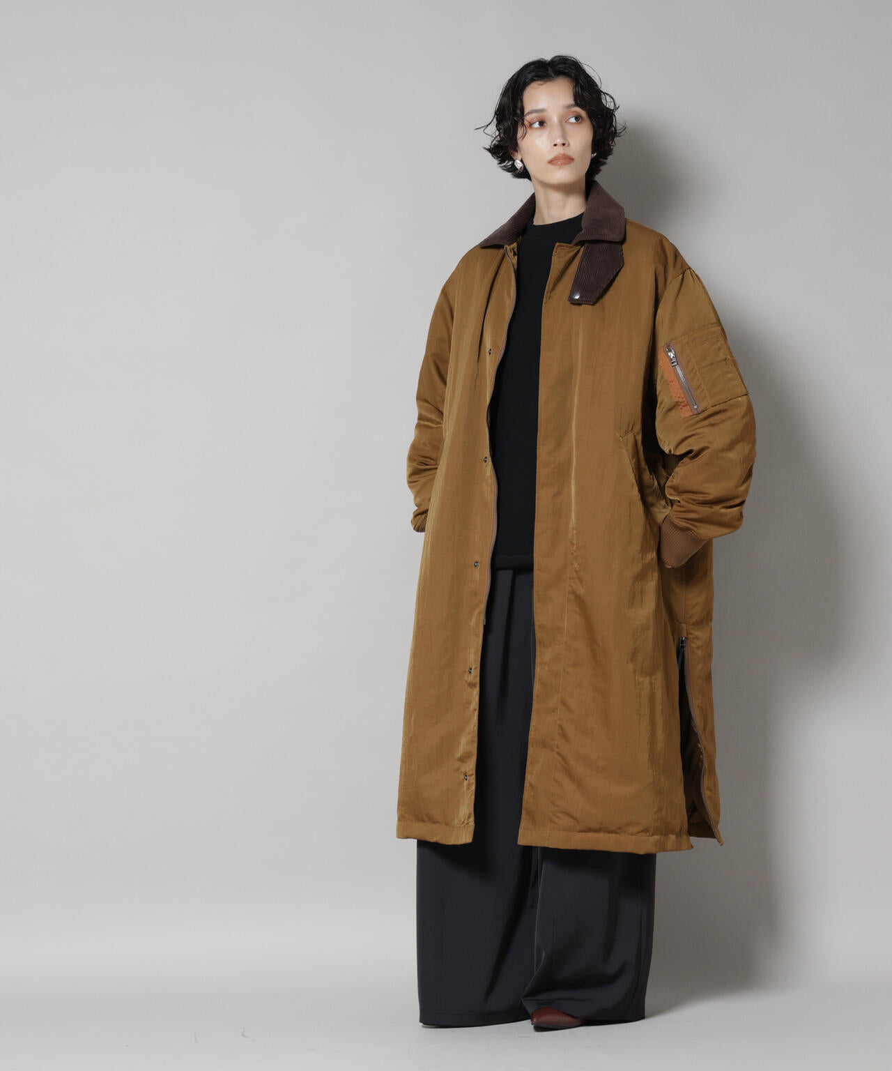 「STEVELOUR」「西川ダウン(R)」ミリタリーロングコート