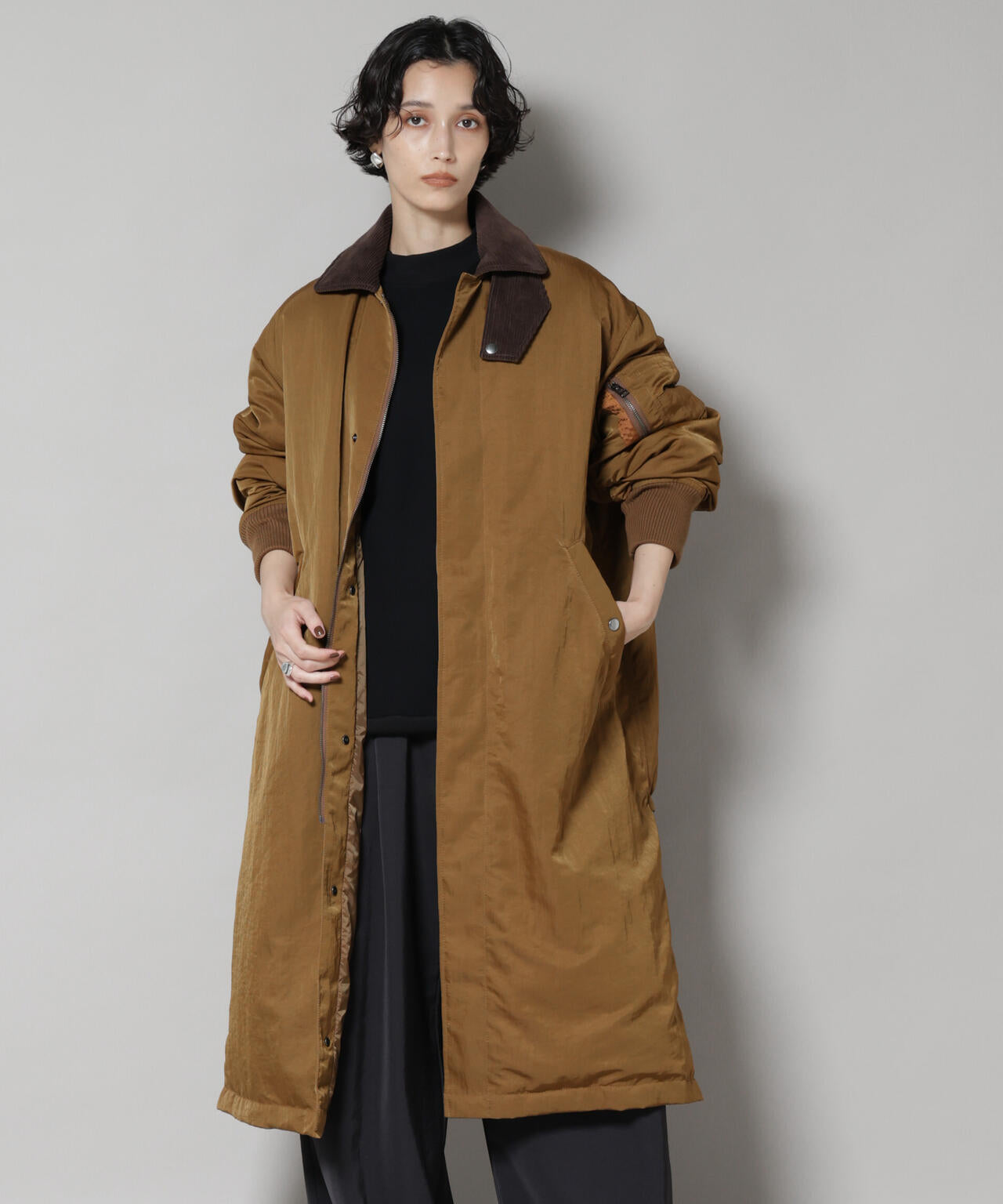 「STEVELOUR」「西川ダウン(R)」ミリタリーロングコート