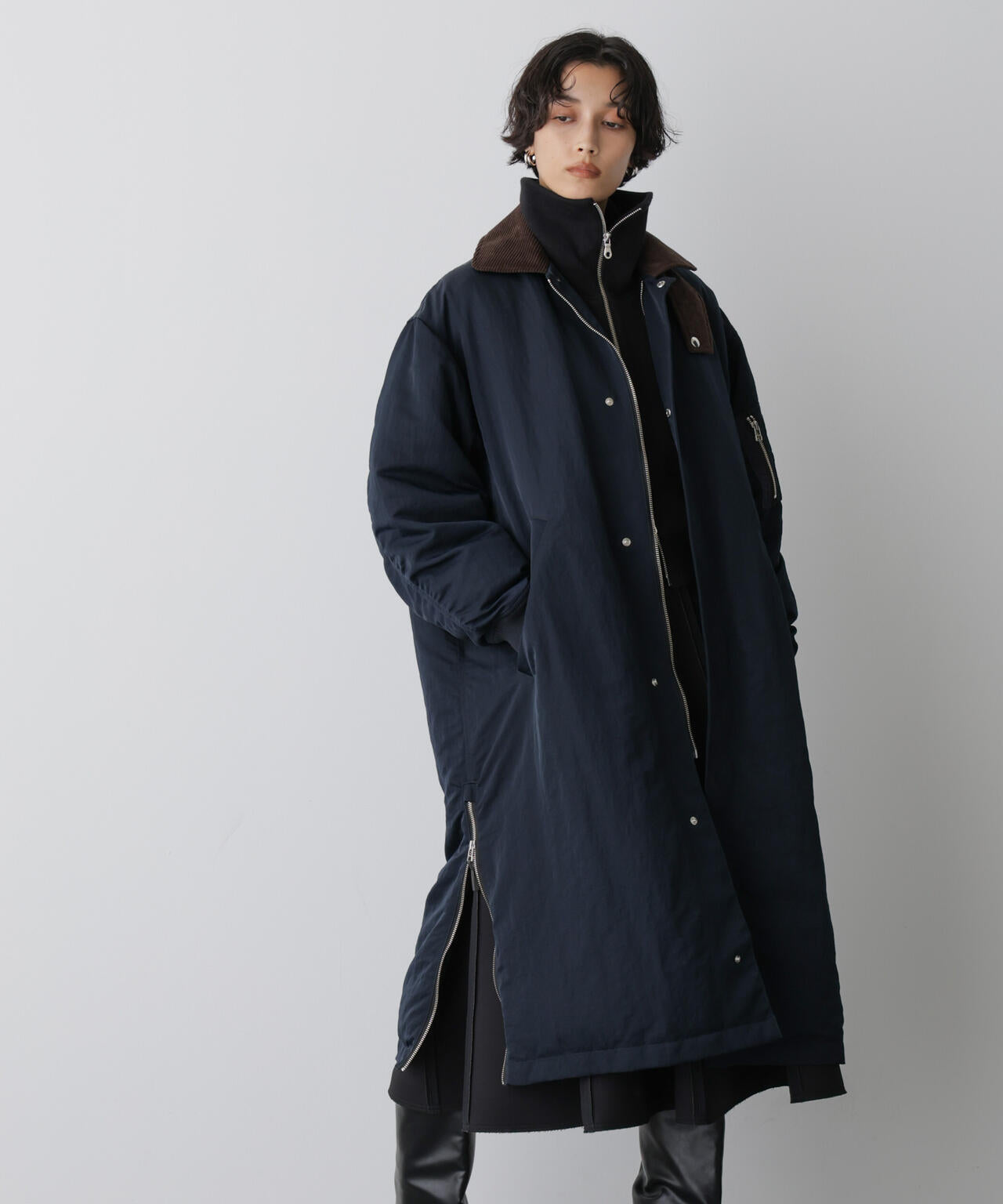 「STEVELOUR」「西川ダウン(R)」ミリタリーロングコート