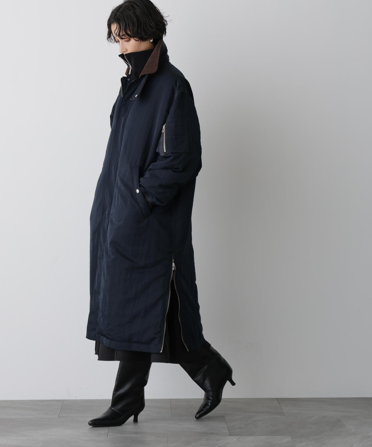 「STEVELOUR」「西川ダウン(R)」ミリタリーロングコート