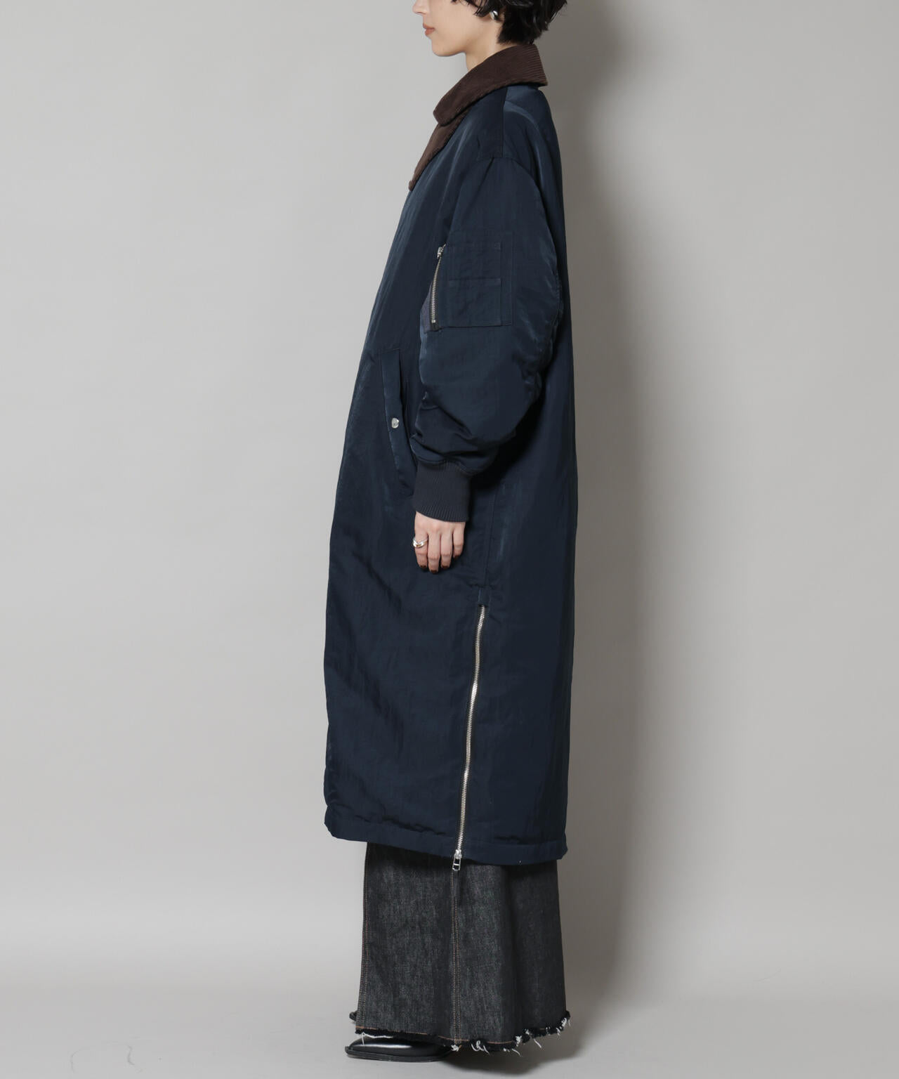 「STEVELOUR」「西川ダウン(R)」ミリタリーロングコート