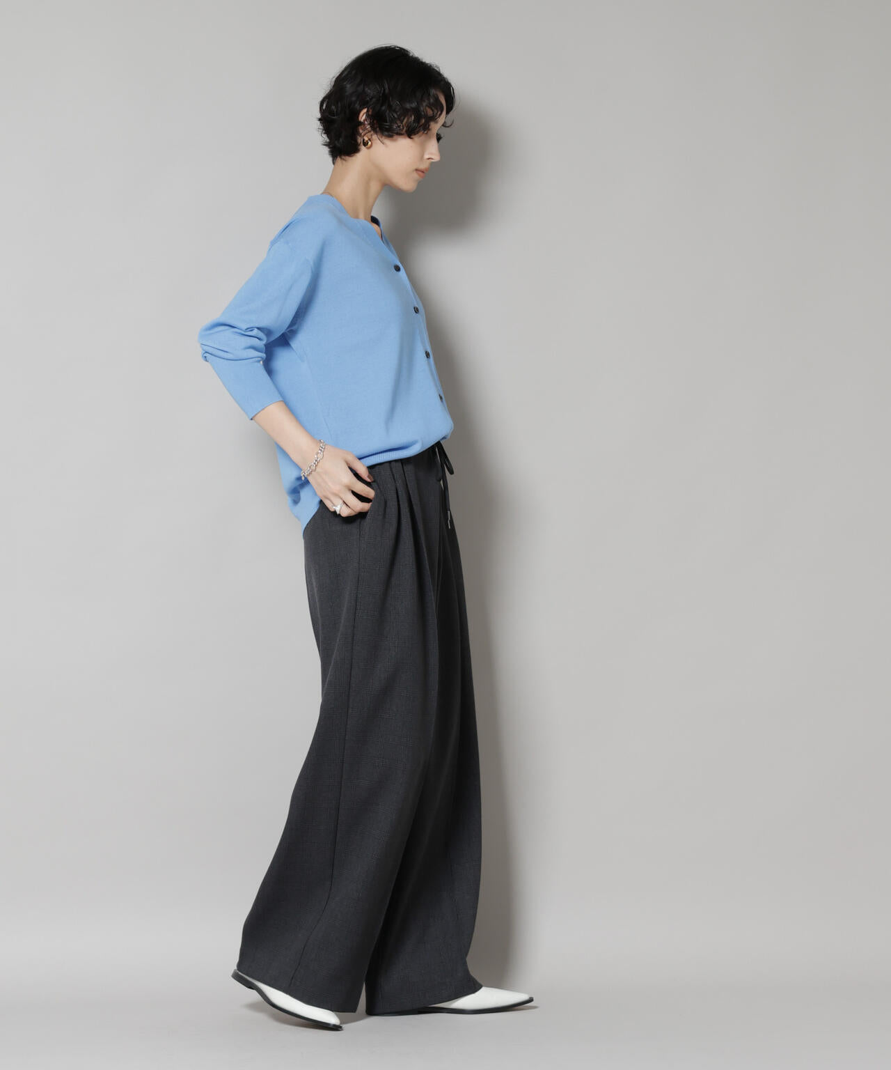 毛玉レスニット2wayカシュクールカーディガン