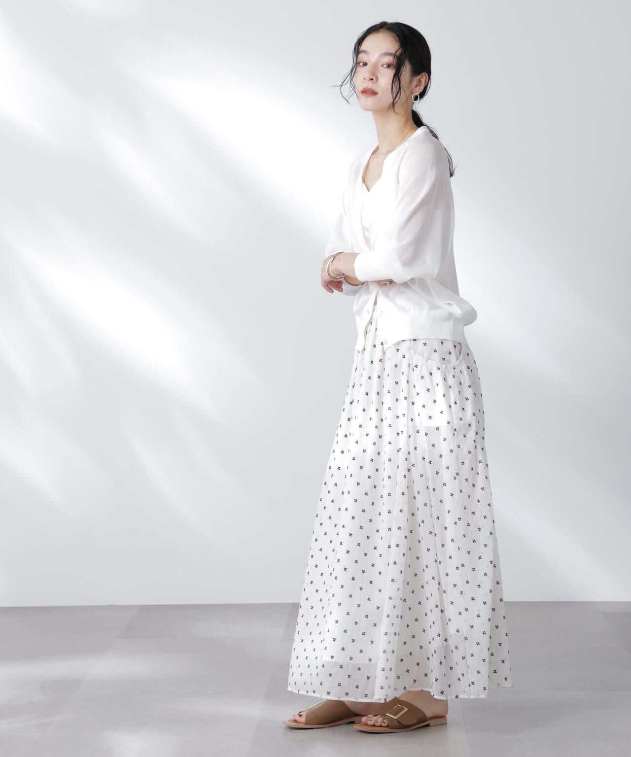 コットンスパークシアーＶネックカーディガン