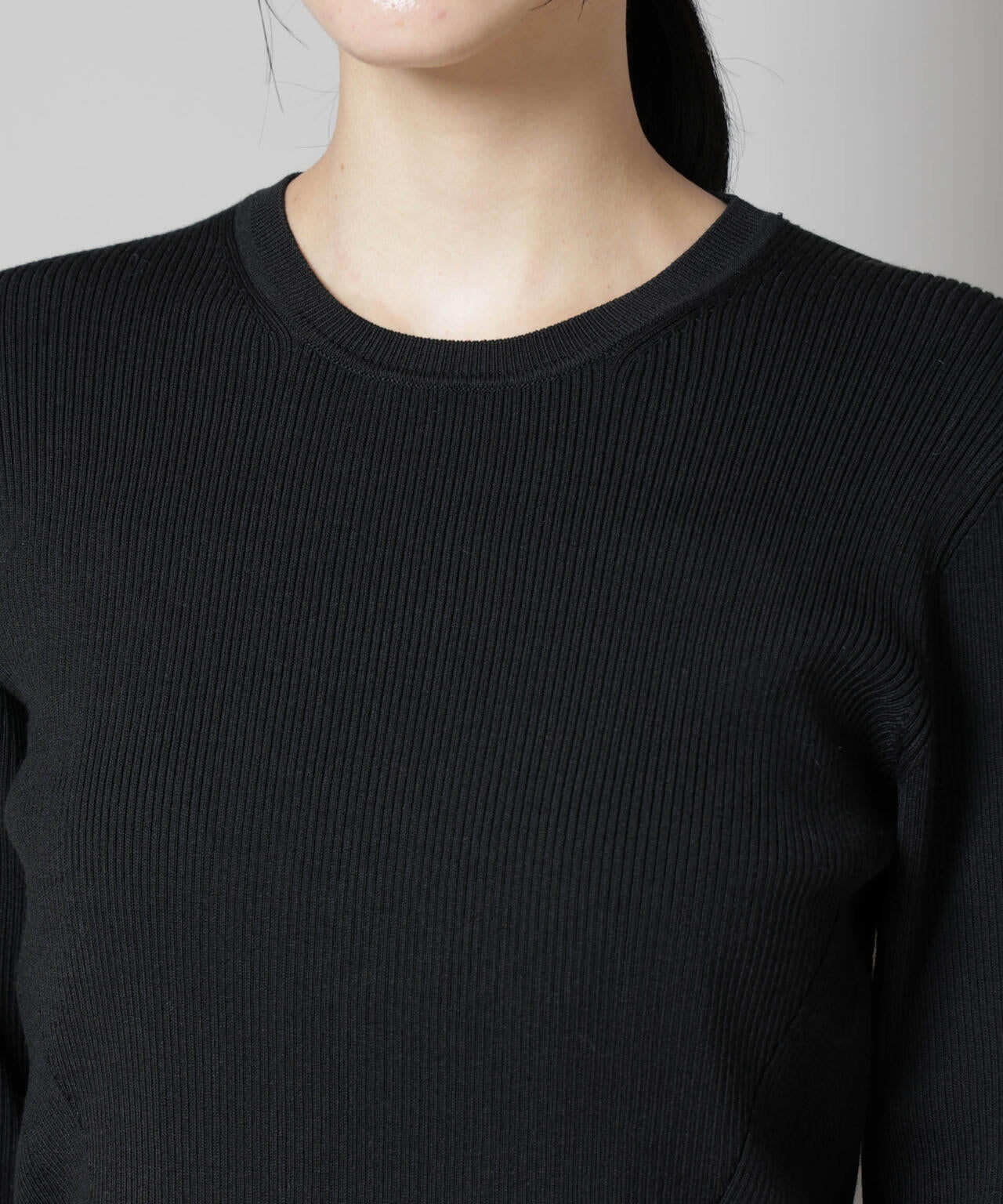 CICA&UVカット加工クルーネックリブニット