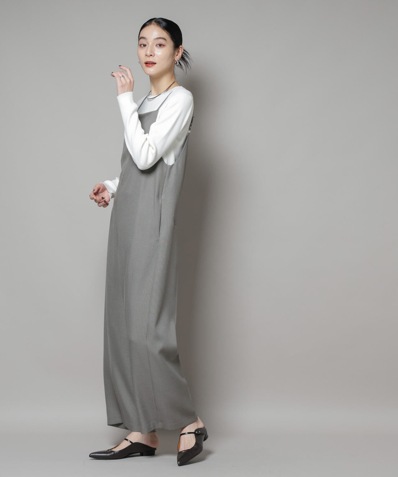 CICA&UVカット加工クルーネックリブニット