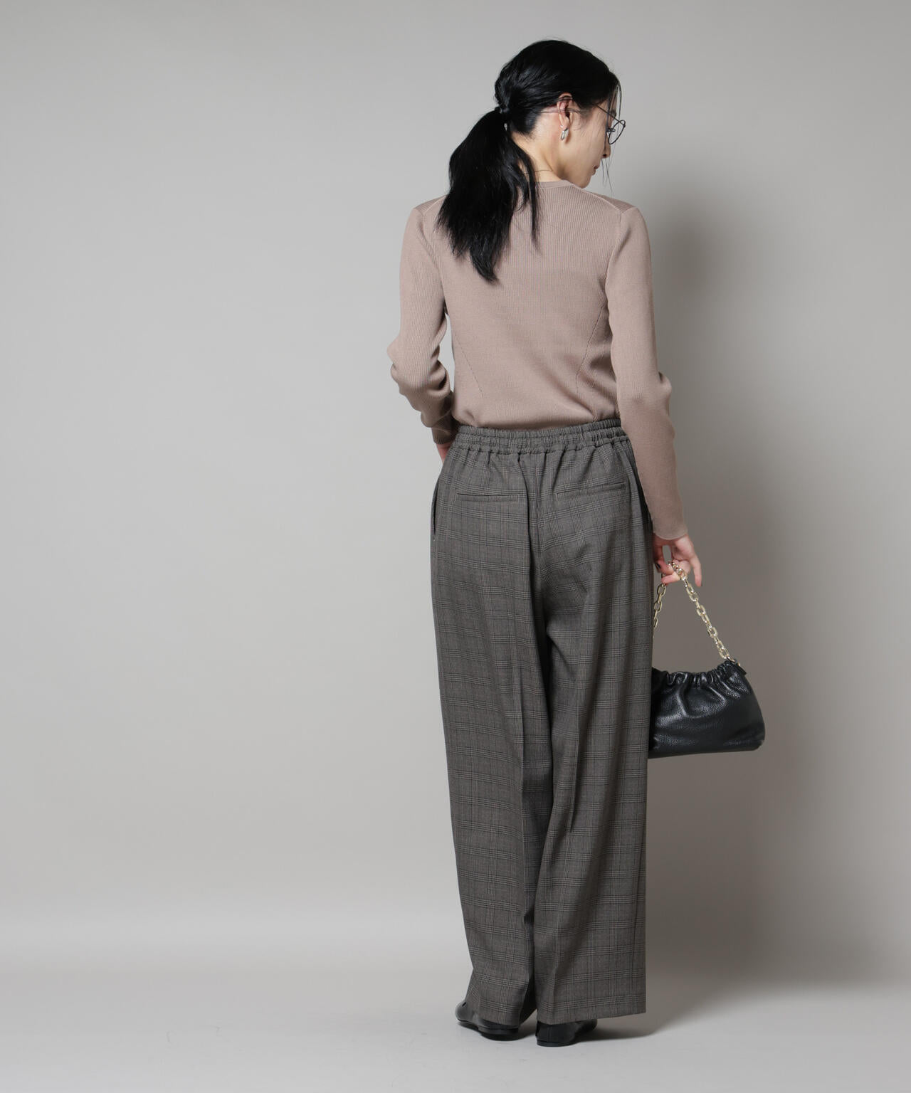 CICA&UVカット加工クルーネックリブニット