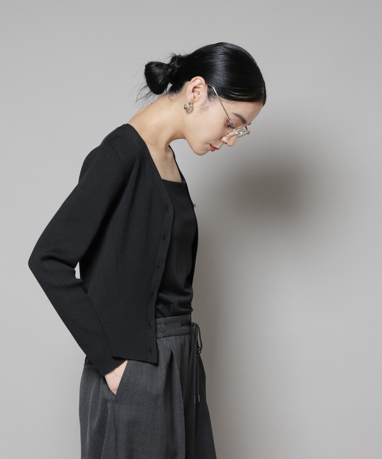 CICA&UVカット加工Vネックリブカーディガン