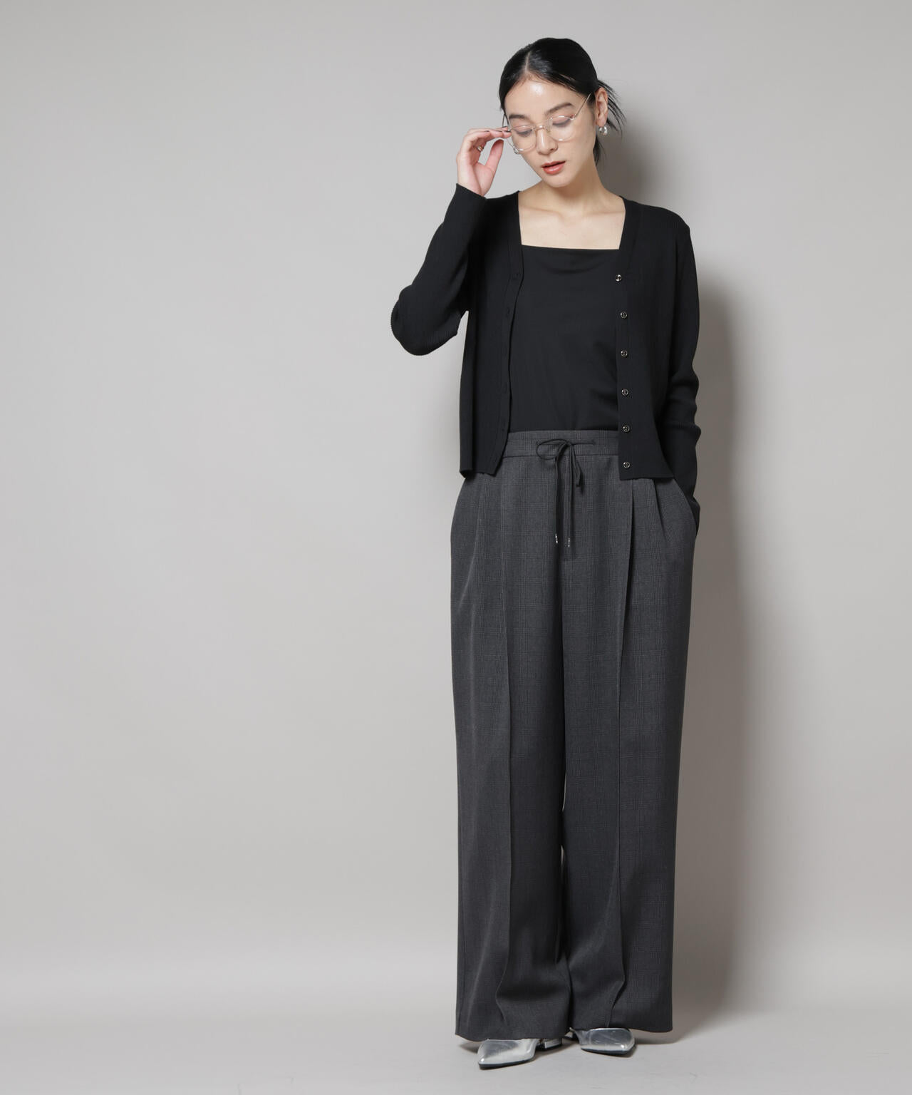 CICA&UVカット加工Vネックリブカーディガン