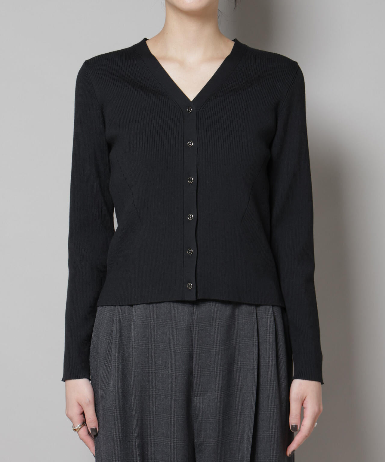 CICA&UVカット加工Vネックリブカーディガン