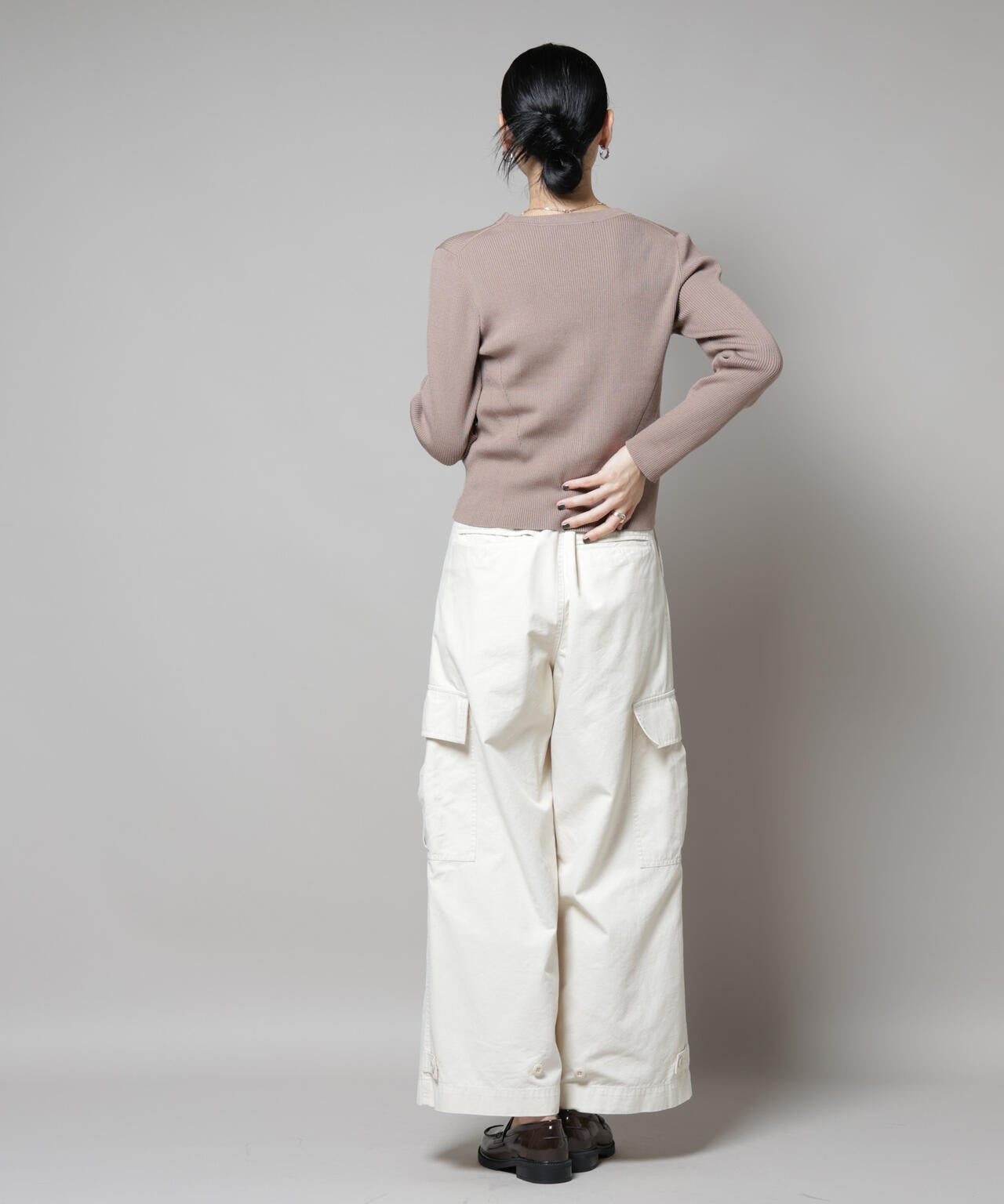 CICA&UVカット加工Vネックリブカーディガン