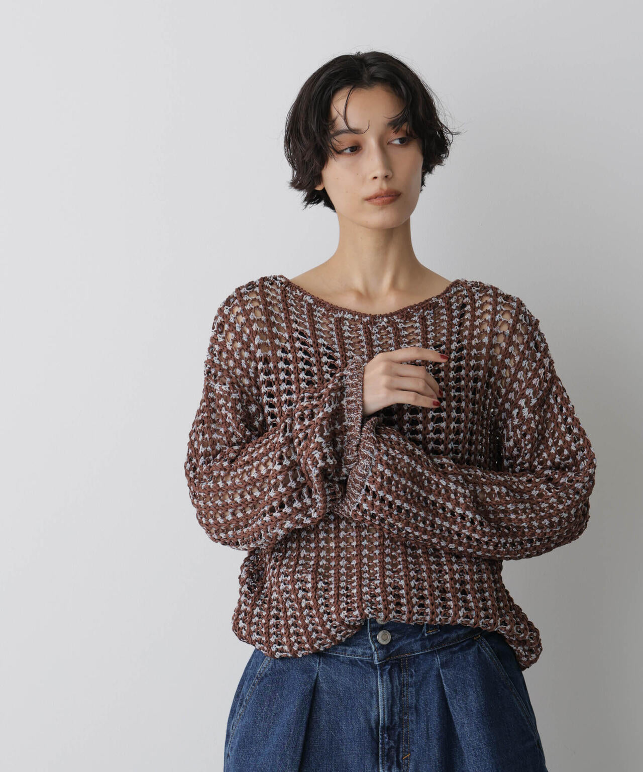 「STEVELOUR」シャイニーレースニットトップス