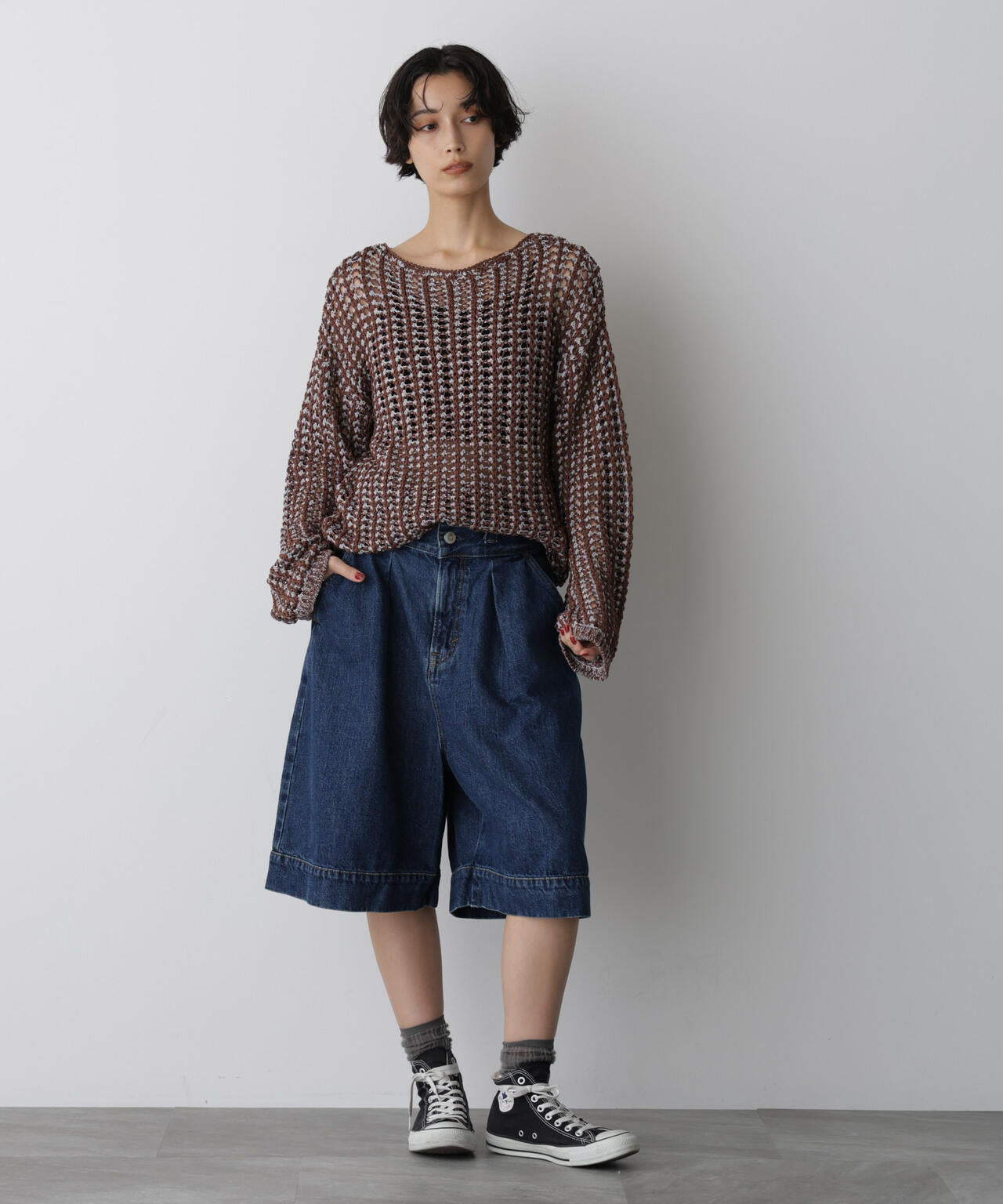 「STEVELOUR」シャイニーレースニットトップス
