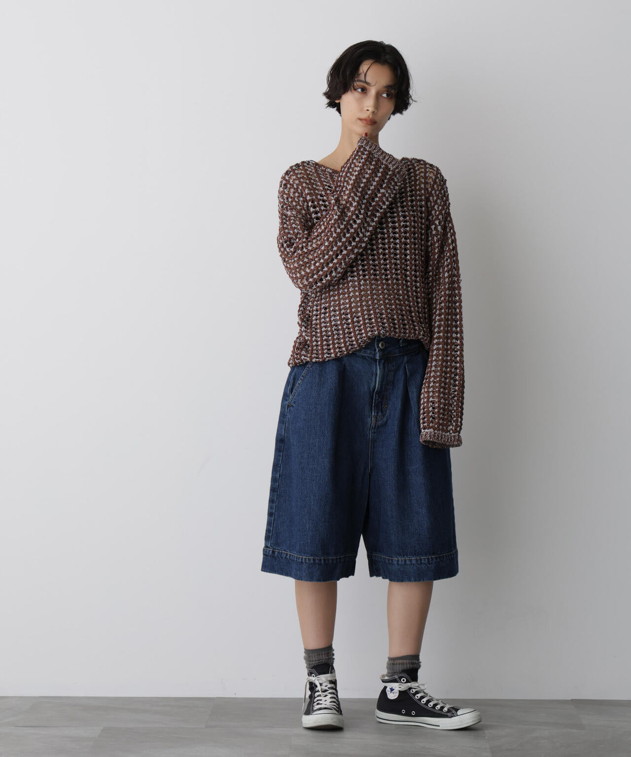 「STEVELOUR」シャイニーレースニットトップス