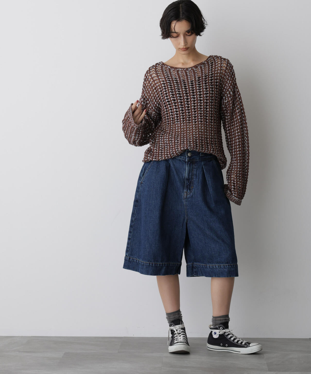 「STEVELOUR」シャイニーレースニットトップス