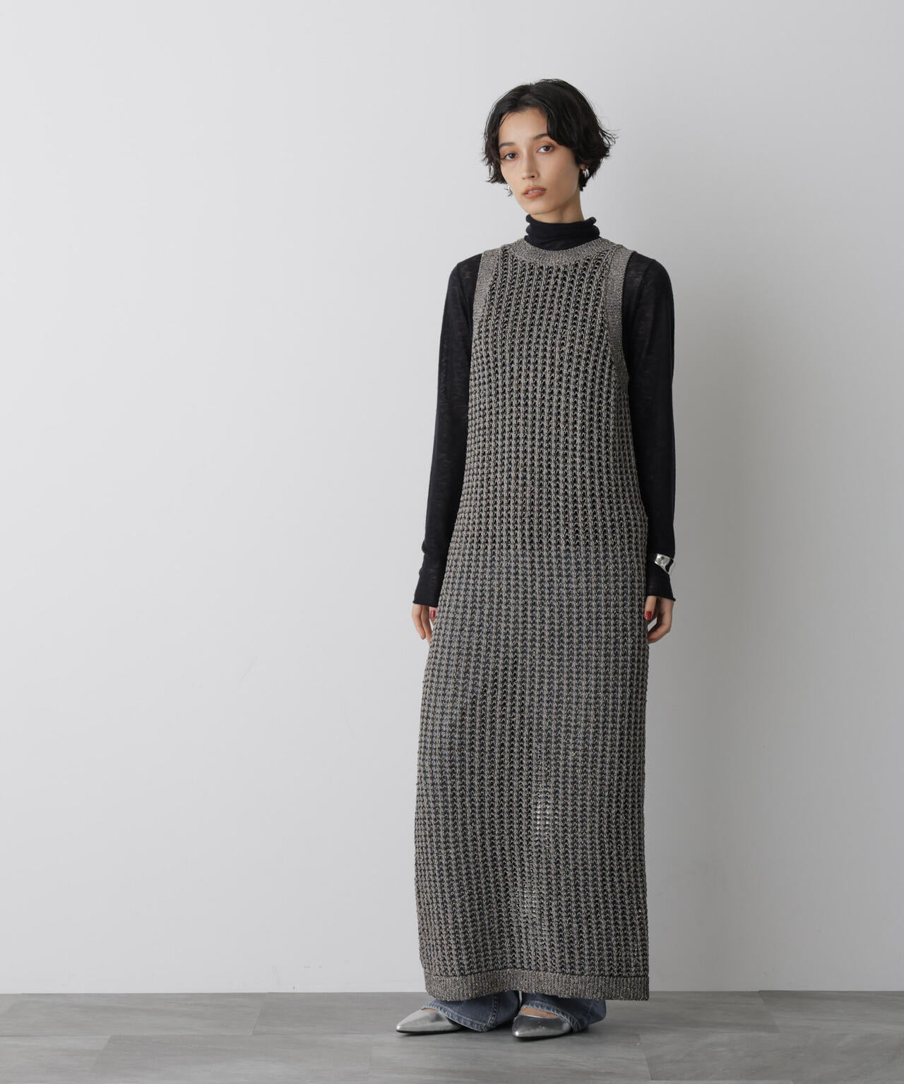 「STEVELOUR」シャイニーレースニットワンピース