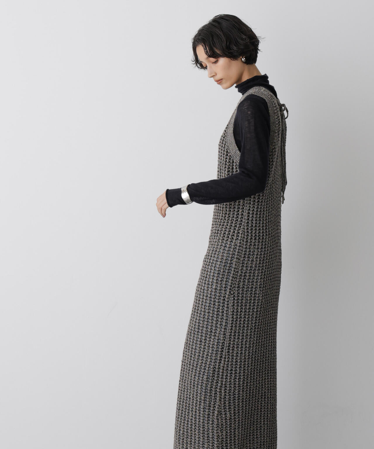 「STEVELOUR」シャイニーレースニットワンピース