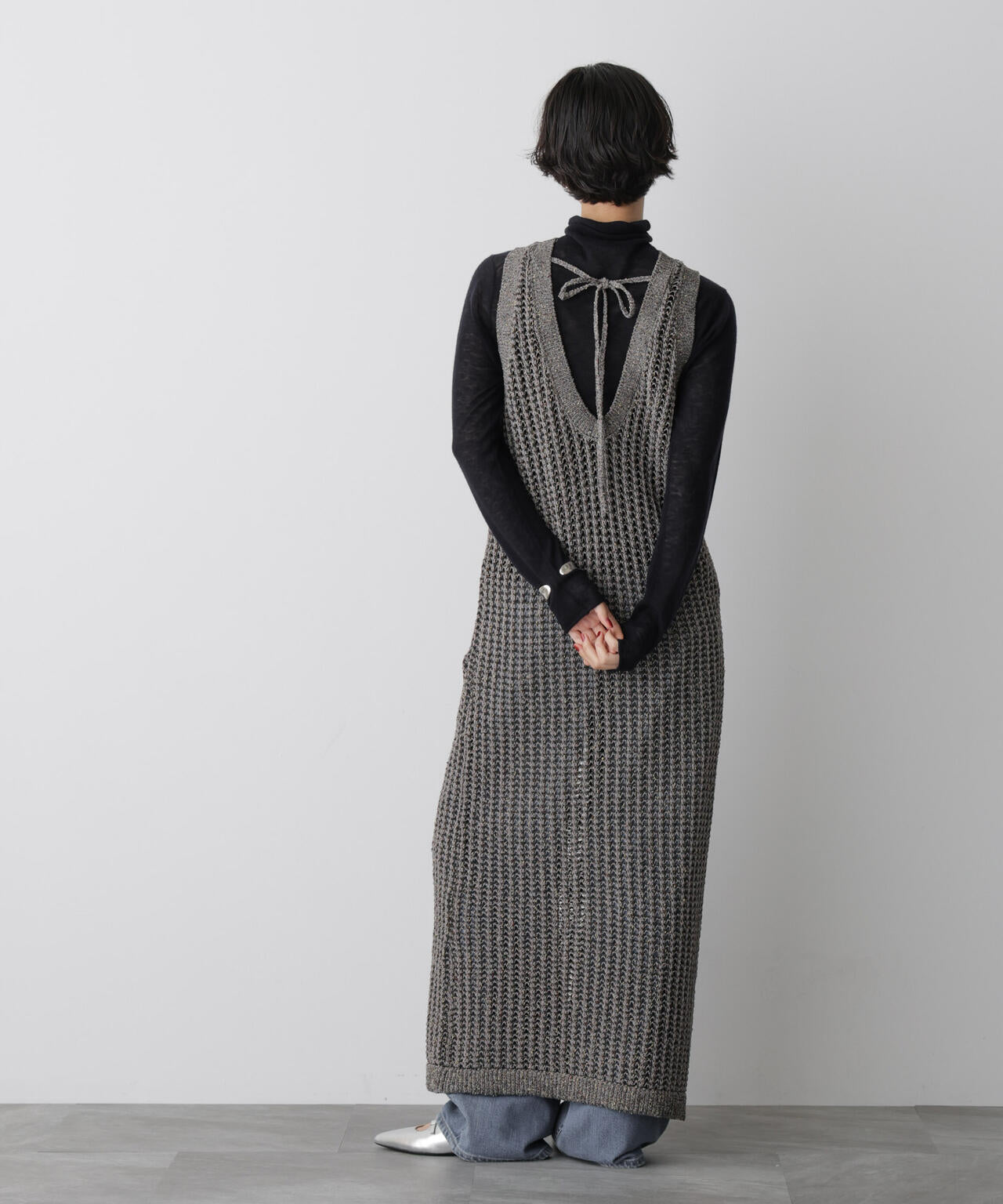 「STEVELOUR」シャイニーレースニットワンピース