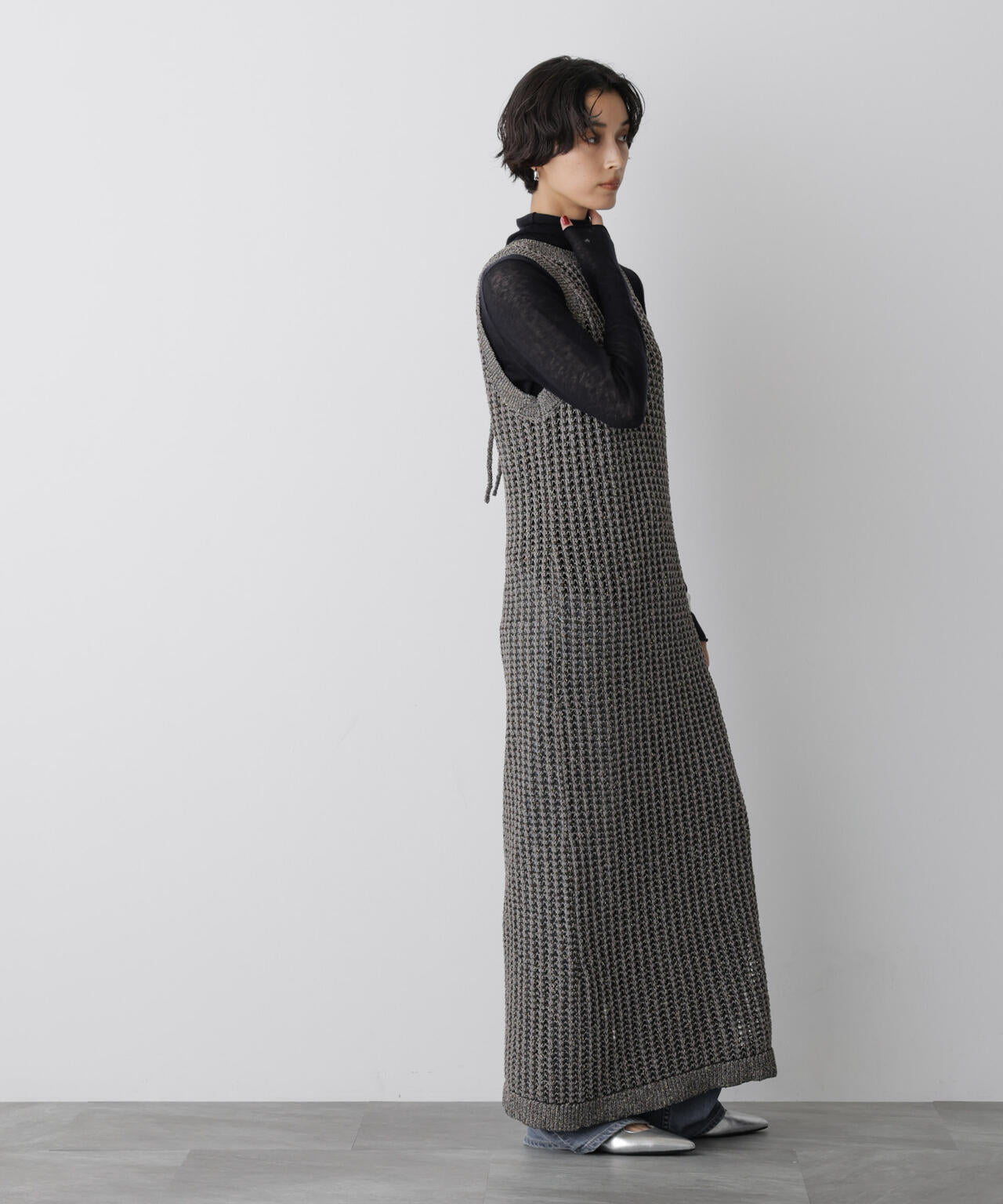 「STEVELOUR」シャイニーレースニットワンピース