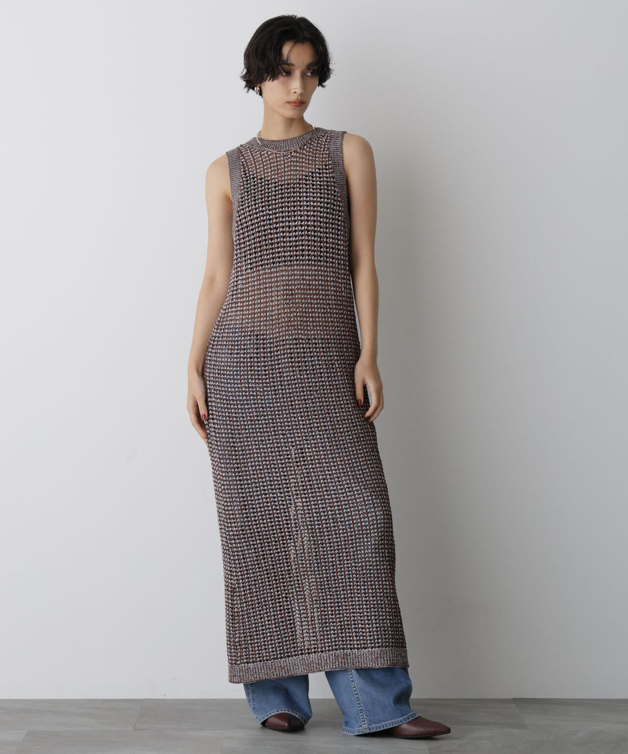 「STEVELOUR」シャイニーレースニットワンピース